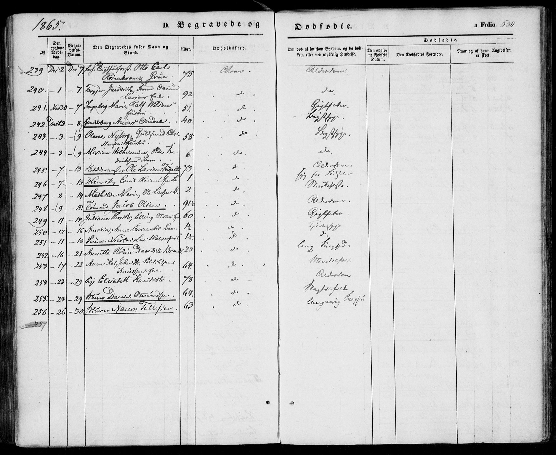 Kristiansand domprosti, SAK/1112-0006/F/Fa/L0014: Parish register (official) no. A 14, 1852-1867, p. 530