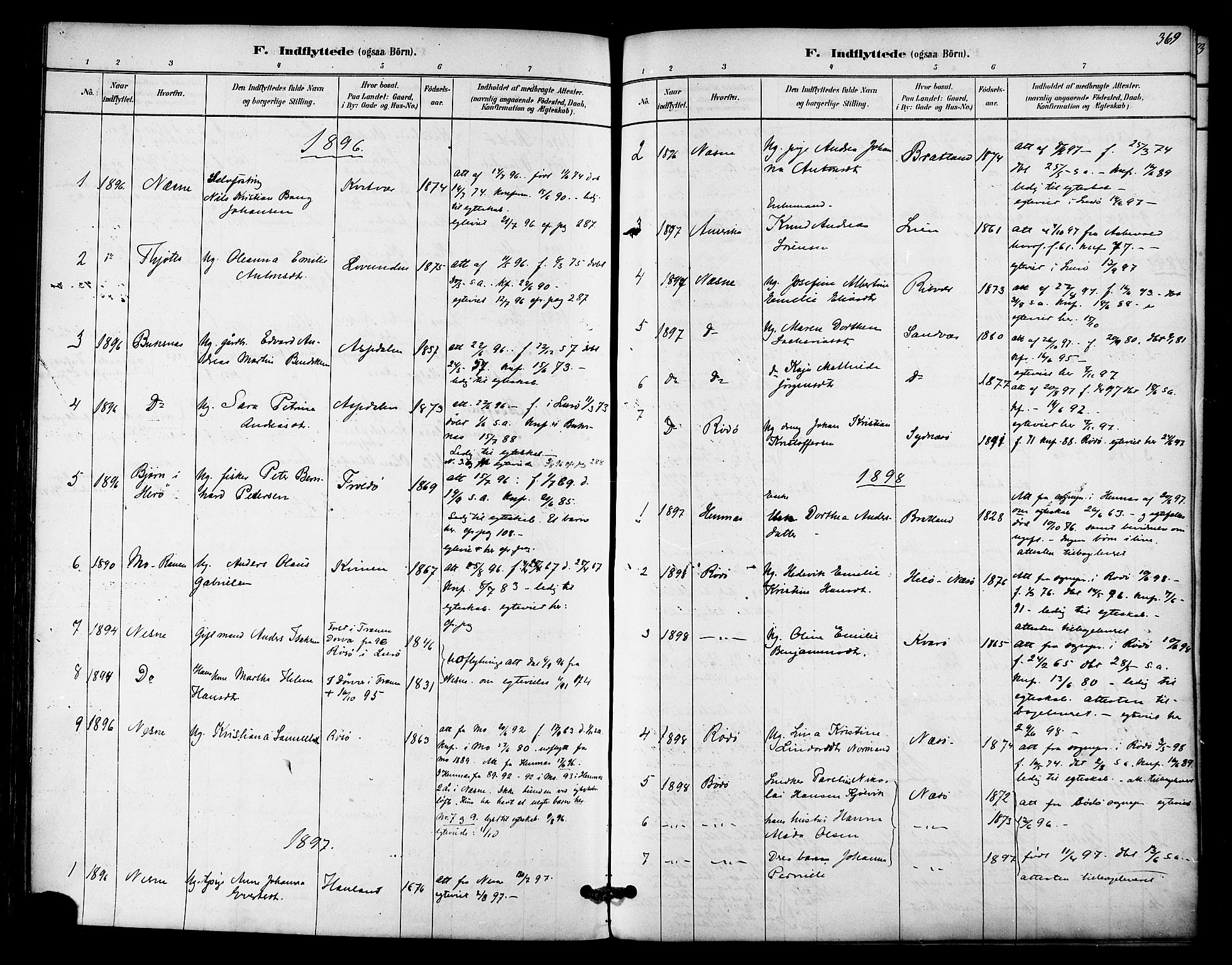 Ministerialprotokoller, klokkerbøker og fødselsregistre - Nordland, SAT/A-1459/839/L0568: Parish register (official) no. 839A05, 1880-1902, p. 369