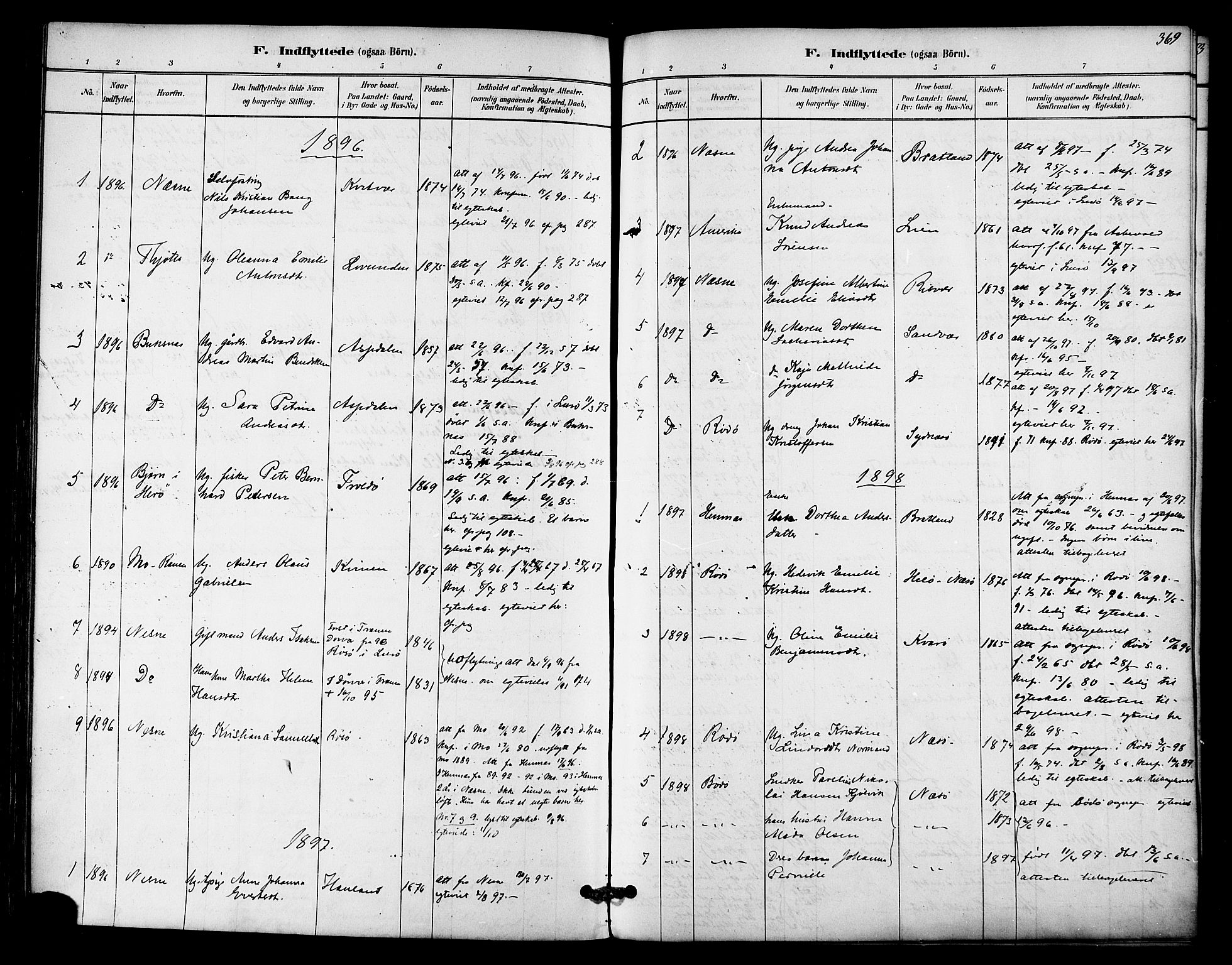 Ministerialprotokoller, klokkerbøker og fødselsregistre - Nordland, AV/SAT-A-1459/839/L0568: Parish register (official) no. 839A05, 1880-1902, p. 369