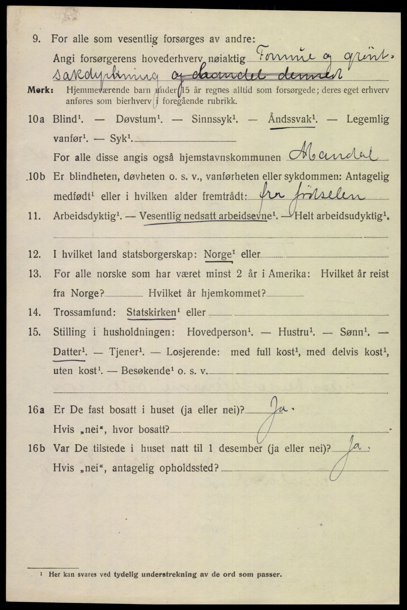 SAK, 1920 census for Mandal, 1920, p. 8166