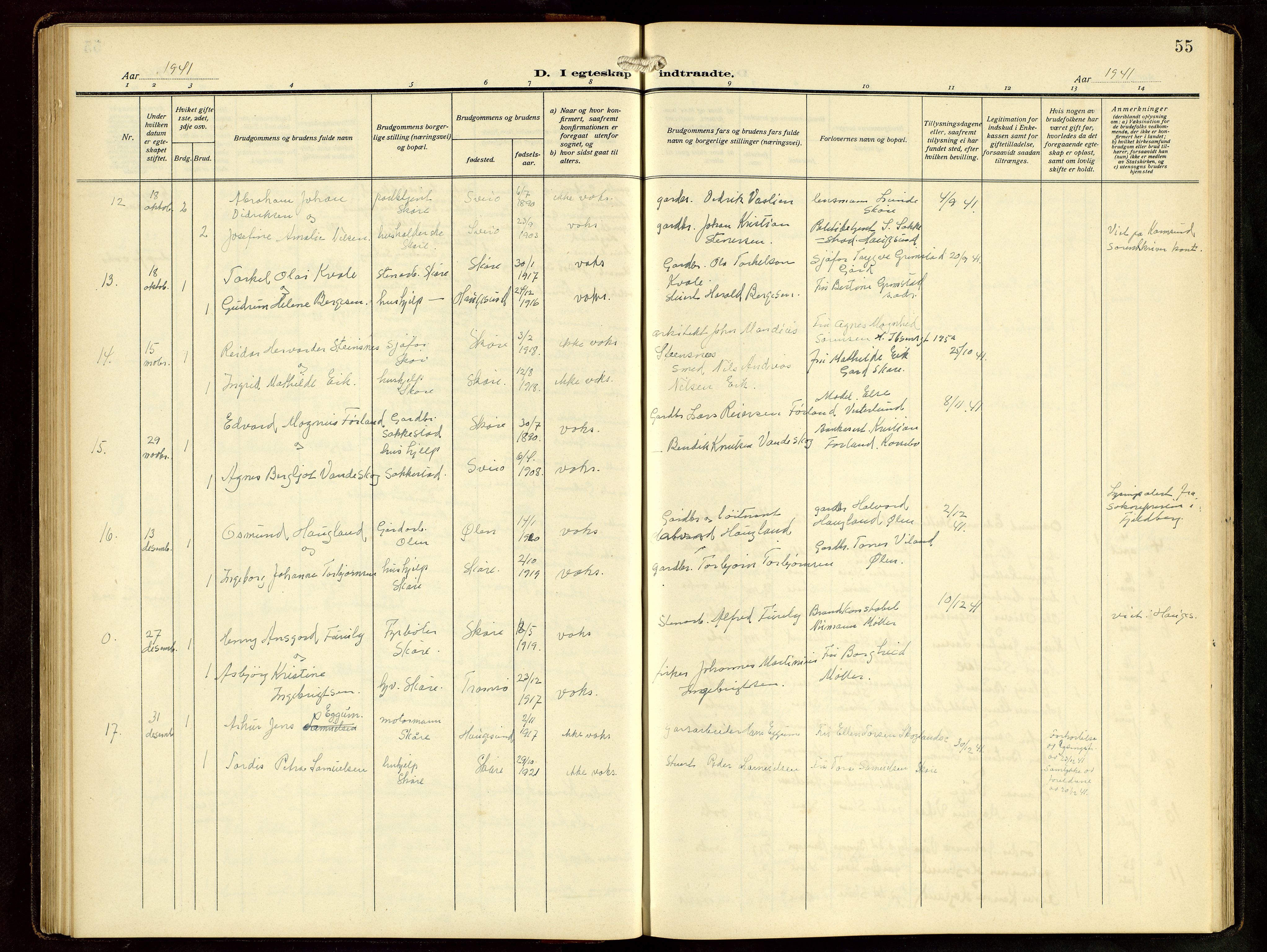 Haugesund sokneprestkontor, AV/SAST-A -101863/H/Ha/Hab/L0006: Parish register (copy) no. B 9, 1909-1951, p. 55