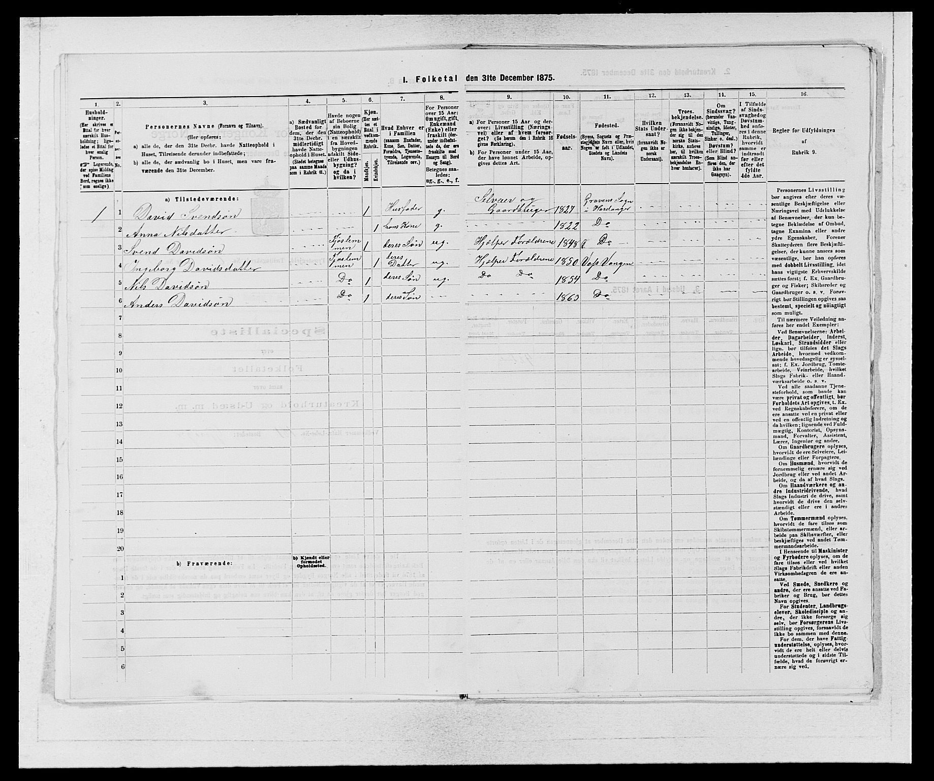 SAB, 1875 census for 1235P Voss, 1875, p. 706