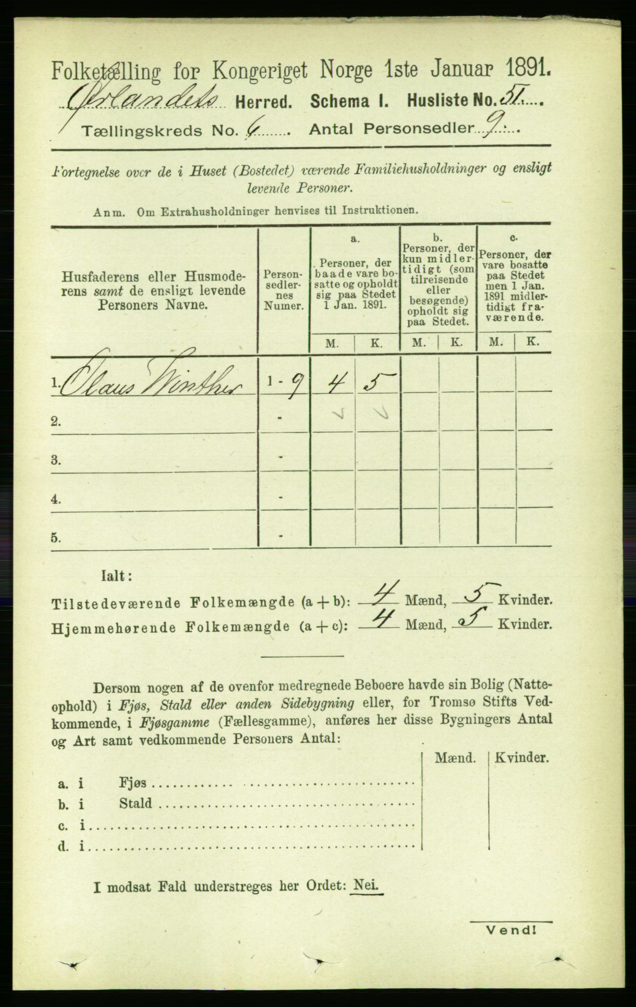 RA, 1891 census for 1621 Ørland, 1891, p. 1807