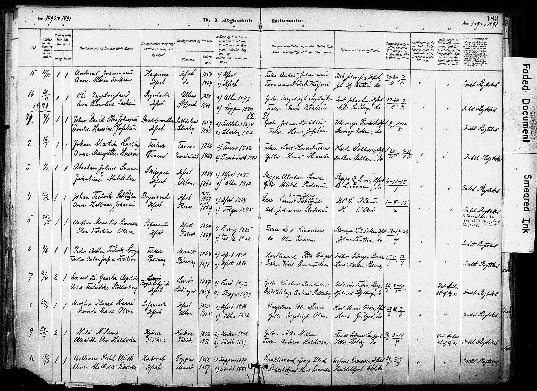 Hammerfest sokneprestkontor, AV/SATØ-S-1347/H/Ha/L0009.kirke: Parish register (official) no. 9, 1889-1897, p. 183