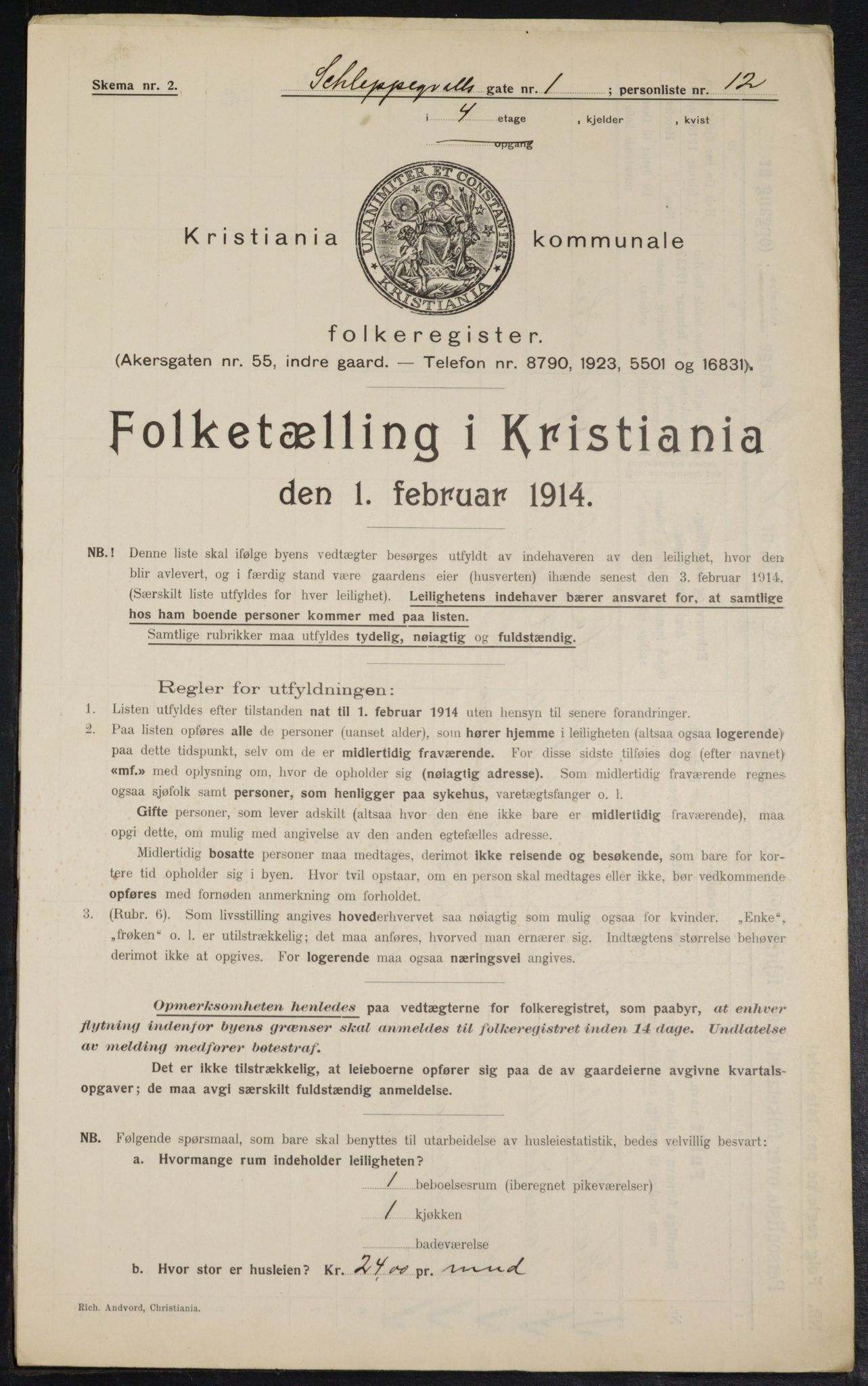 OBA, Municipal Census 1914 for Kristiania, 1914, p. 89408