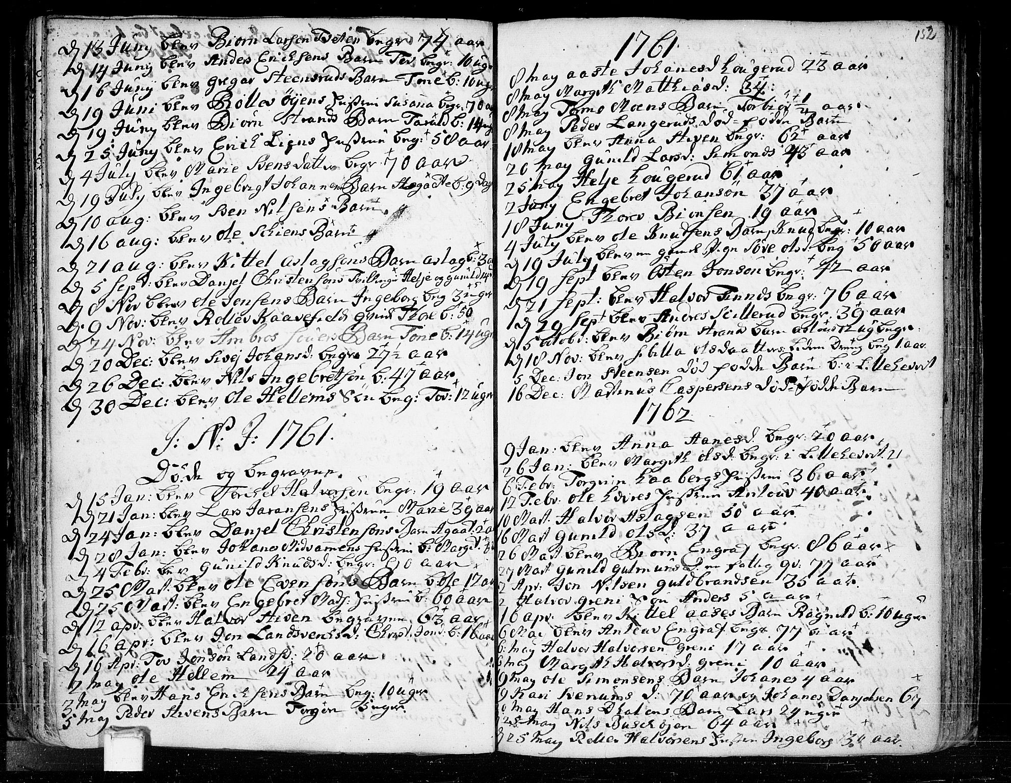 Heddal kirkebøker, SAKO/A-268/F/Fa/L0003: Parish register (official) no. I 3, 1723-1783, p. 152
