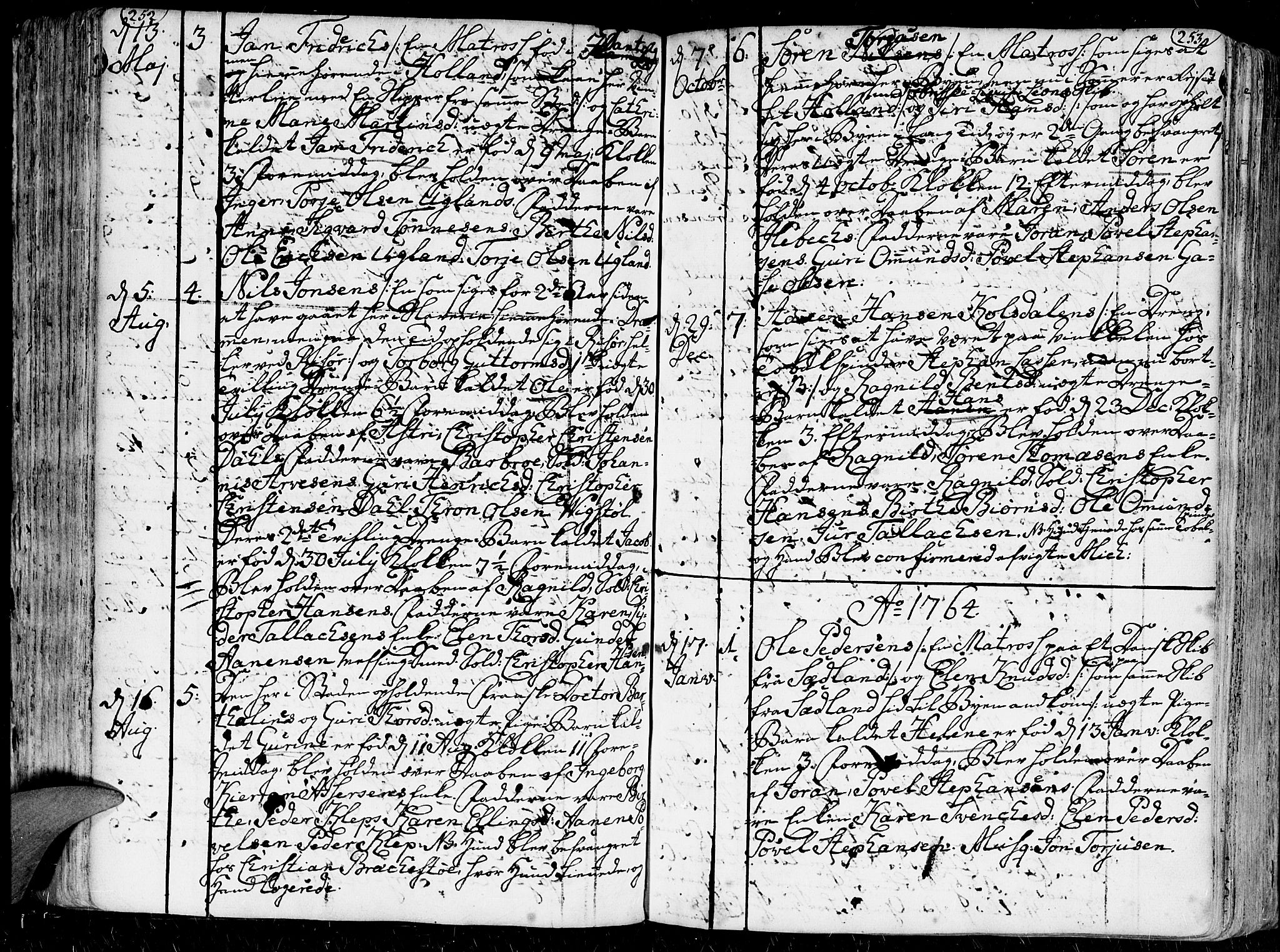 Kristiansand domprosti, SAK/1112-0006/F/Fa/L0001: Parish register (official) no. A 1, 1734-1793, p. 252-253