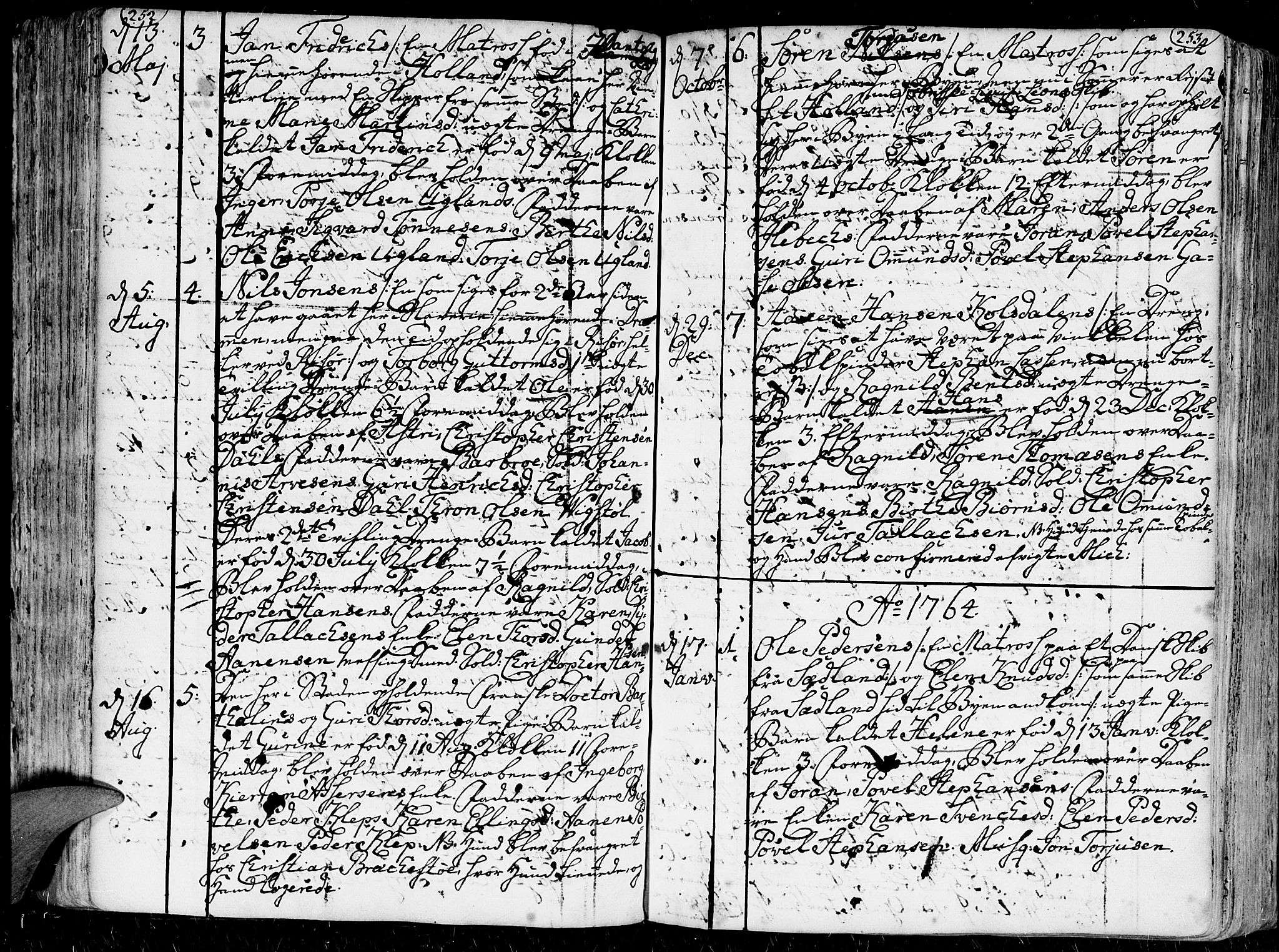 Kristiansand domprosti, AV/SAK-1112-0006/F/Fa/L0001: Parish register (official) no. A 1, 1734-1793, p. 252-253