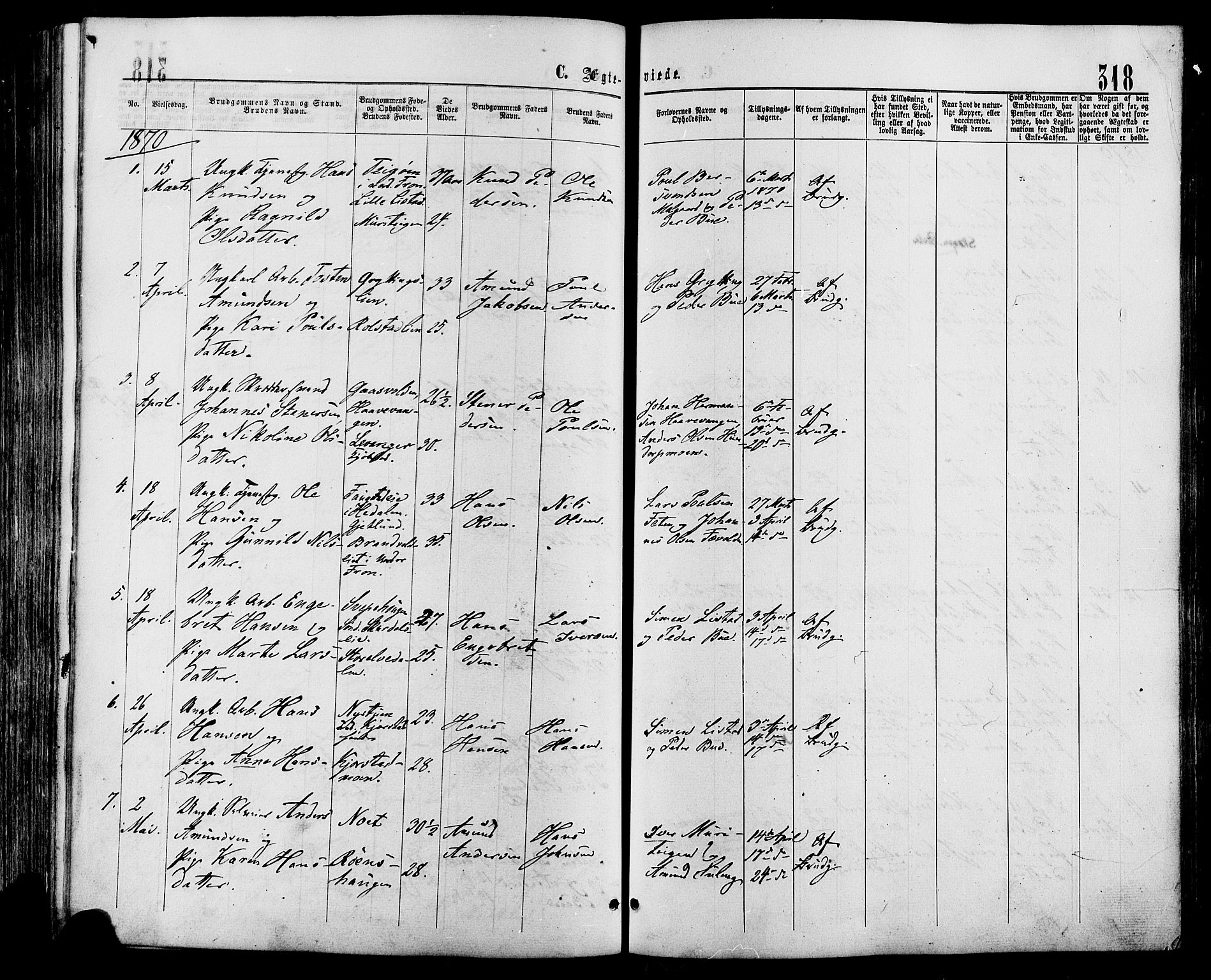Sør-Fron prestekontor, SAH/PREST-010/H/Ha/Haa/L0002: Parish register (official) no. 2, 1864-1880, p. 318