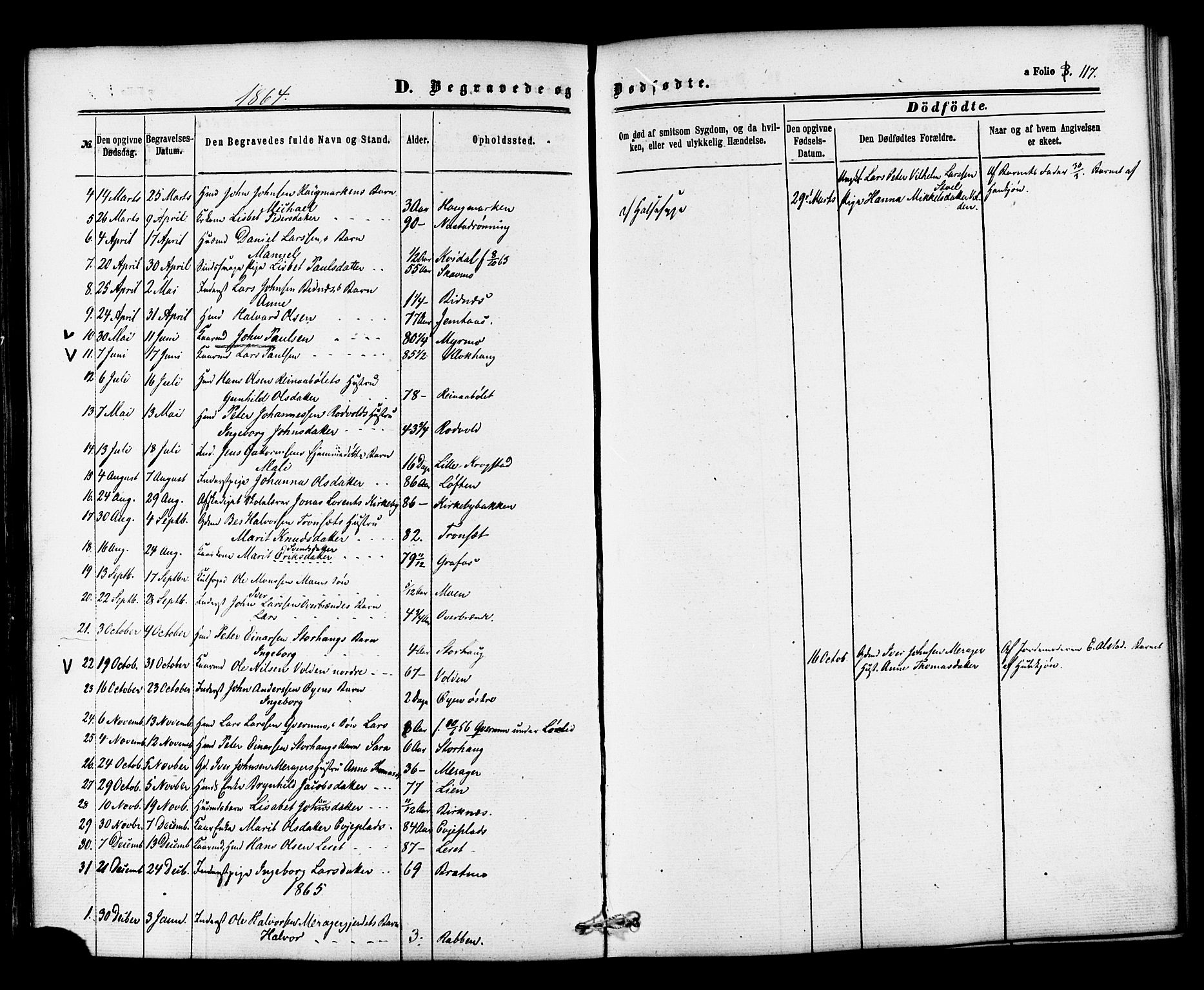 Ministerialprotokoller, klokkerbøker og fødselsregistre - Nord-Trøndelag, SAT/A-1458/706/L0041: Parish register (official) no. 706A02, 1862-1877, p. 117
