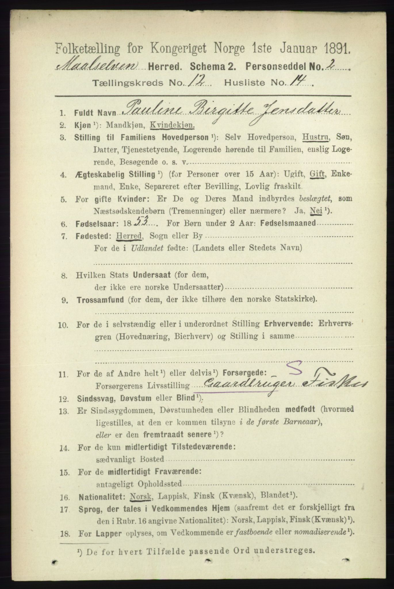 RA, 1891 census for 1924 Målselv, 1891, p. 3882