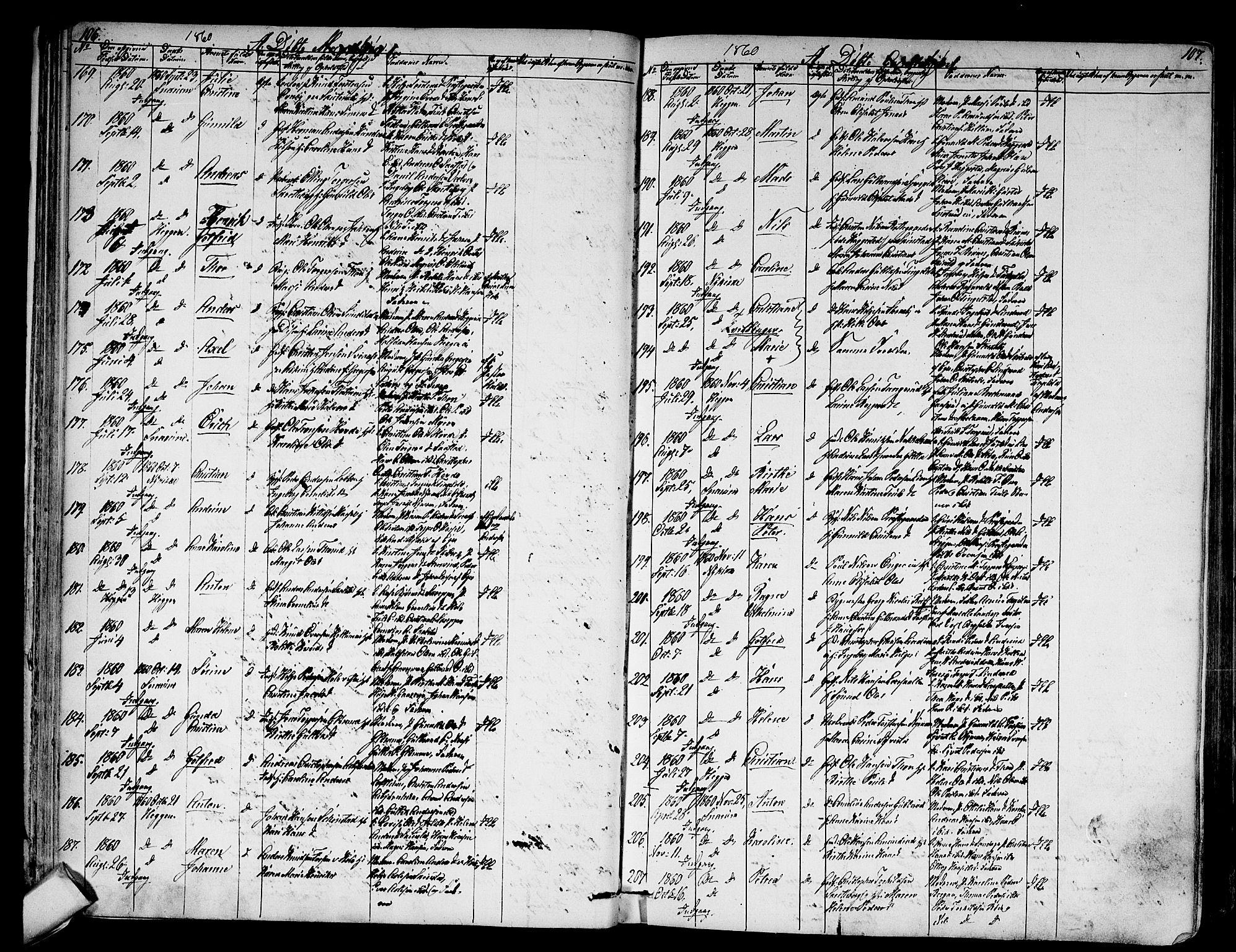 Modum kirkebøker, SAKO/A-234/G/Ga/L0006: Parish register (copy) no. I 6, 1854-1868, p. 106-107