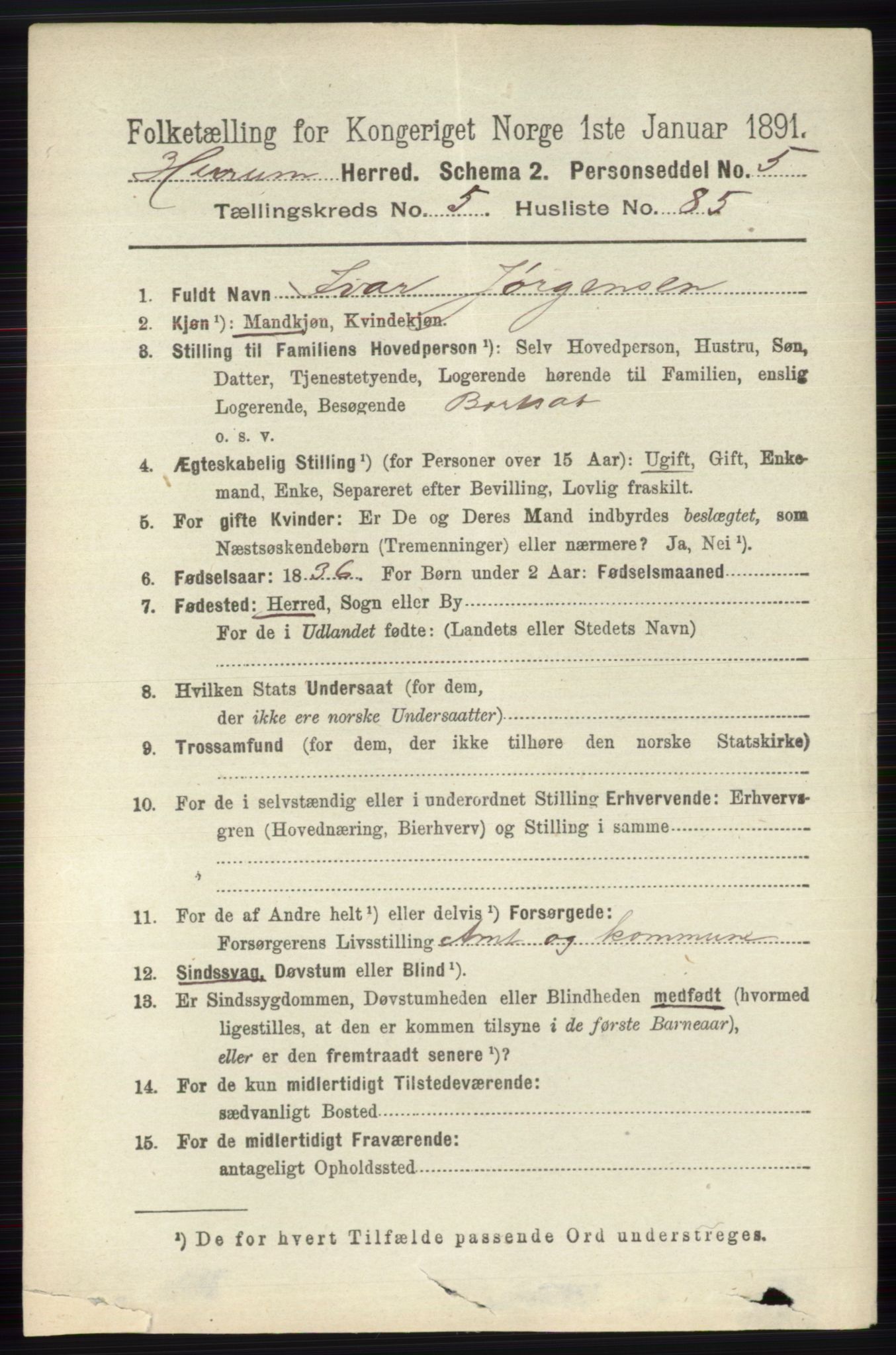 RA, 1891 census for 0628 Hurum, 1891, p. 1934