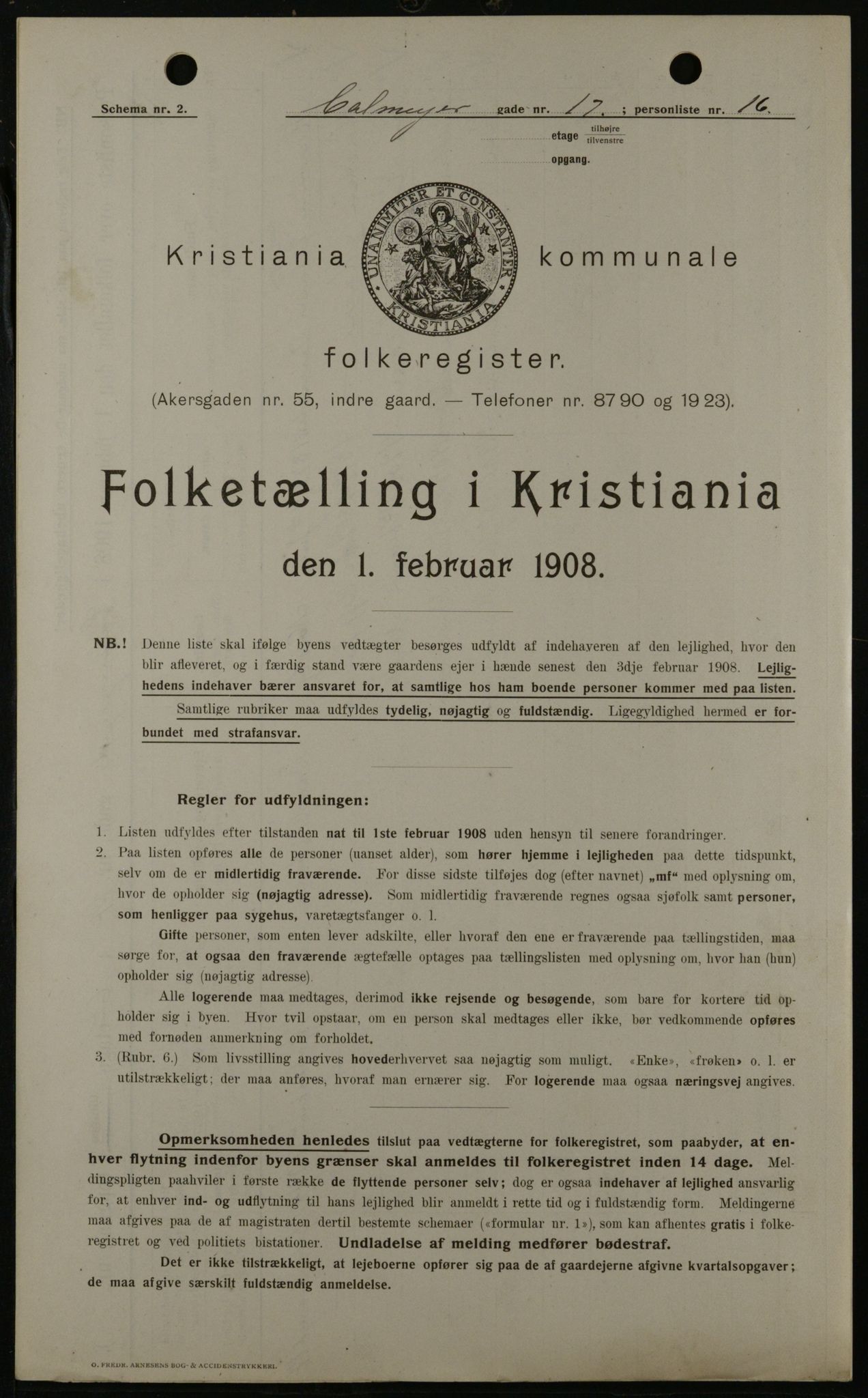 OBA, Municipal Census 1908 for Kristiania, 1908, p. 10848