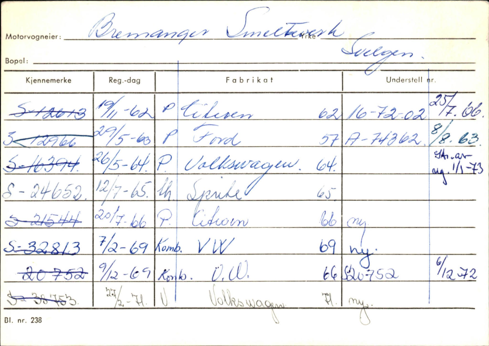 Statens vegvesen, Sogn og Fjordane vegkontor, AV/SAB-A-5301/4/F/L0133: Eigarregister Bremanger A-Å. Gaular A-H, 1945-1975, p. 131