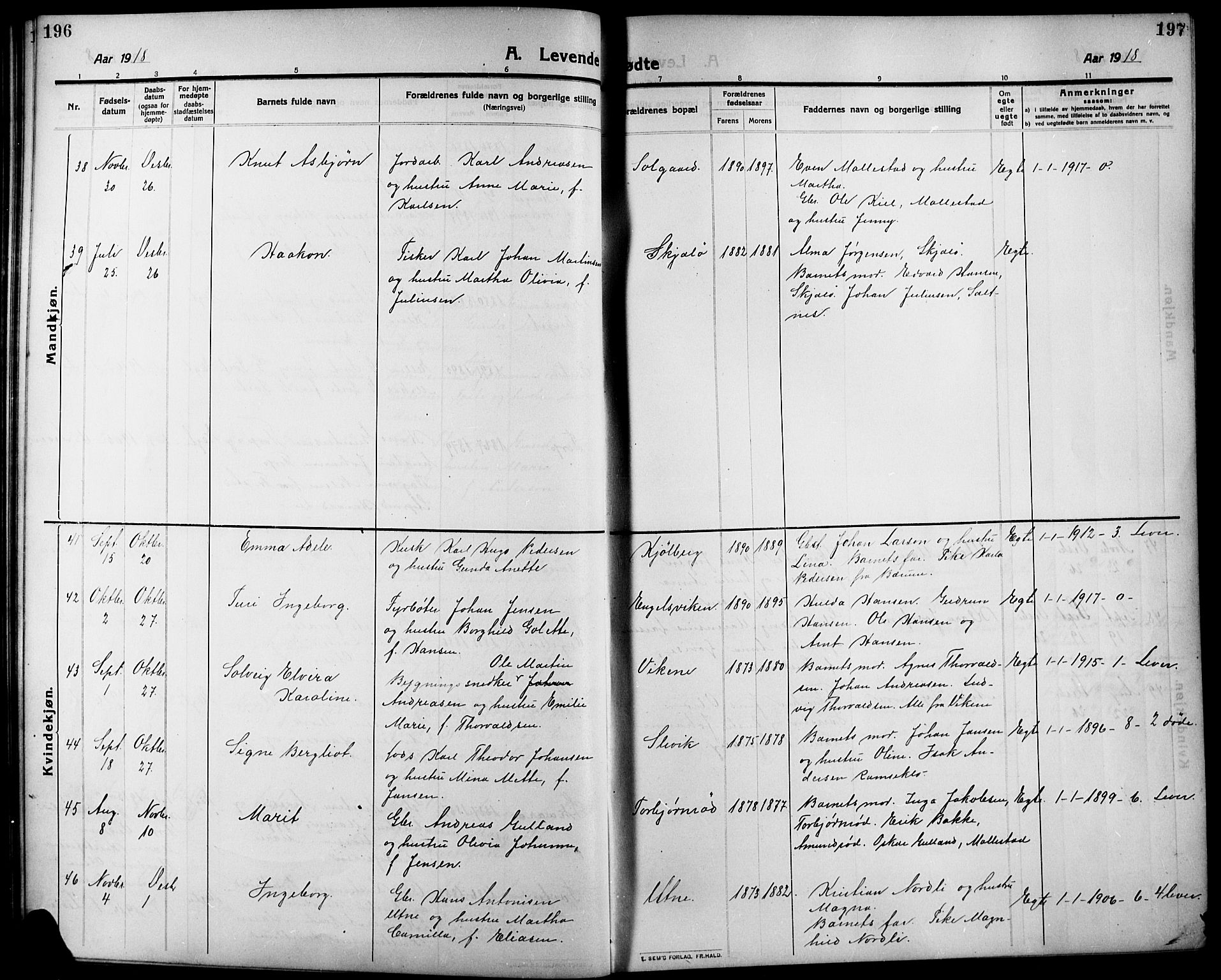 Onsøy prestekontor Kirkebøker, SAO/A-10914/G/Ga/L0003: Parish register (copy) no. I 3, 1910-1926, p. 196-197