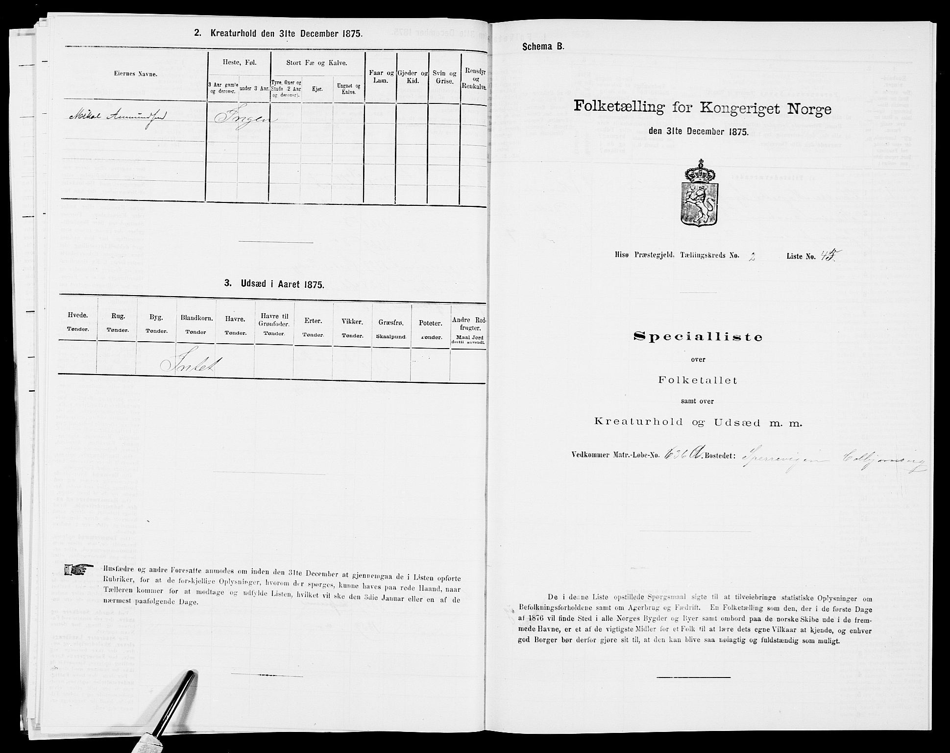 SAK, 1875 census for 0922P Hisøy, 1875, p. 372