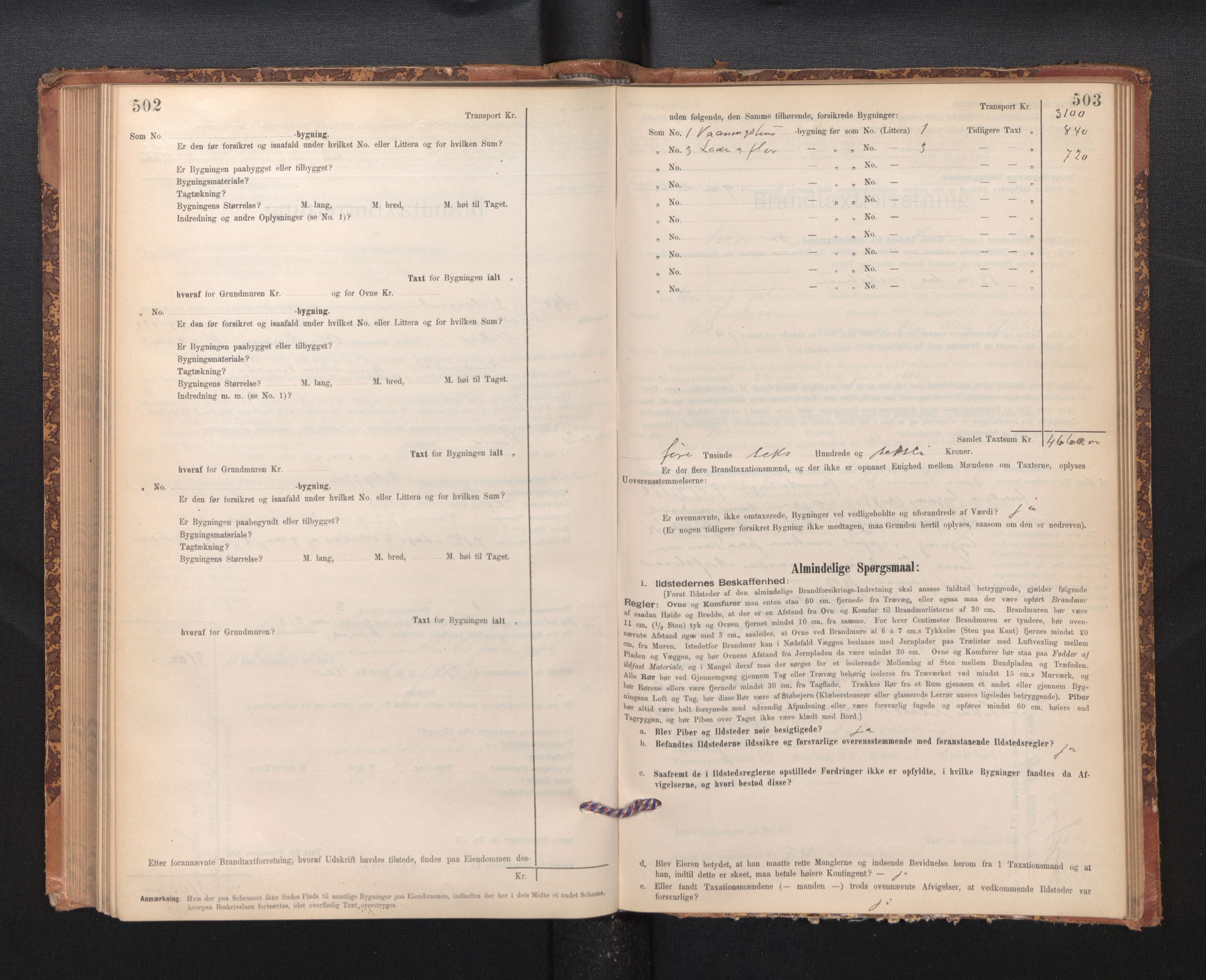 Lensmannen i Kvam, SAB/A-33201/0012/L0005: Branntakstprotokoll, skjematakst, 1894-1913, p. 502-503