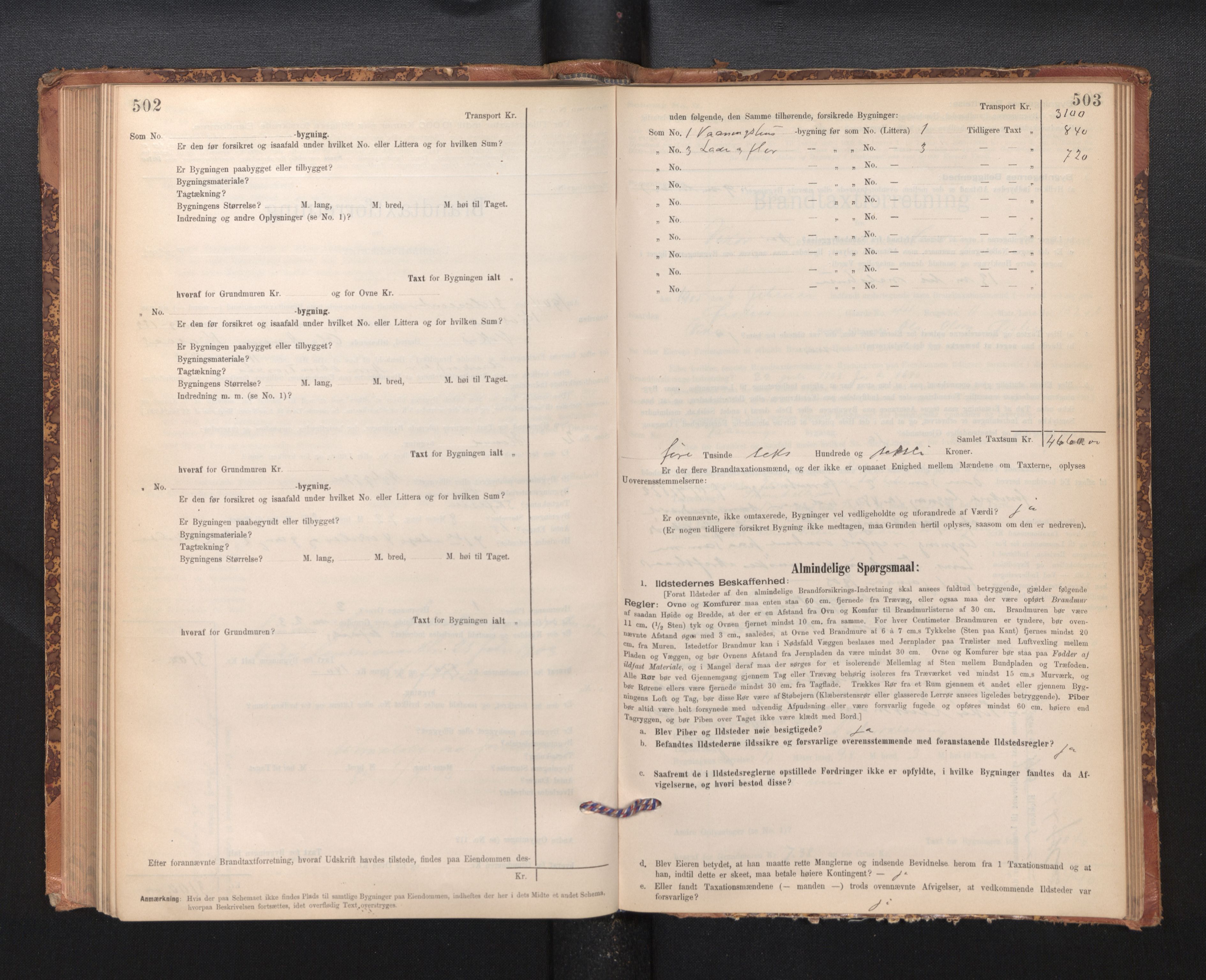 Lensmannen i Kvam, AV/SAB-A-33201/0012/L0005: Branntakstprotokoll, skjematakst, 1894-1913, p. 502-503