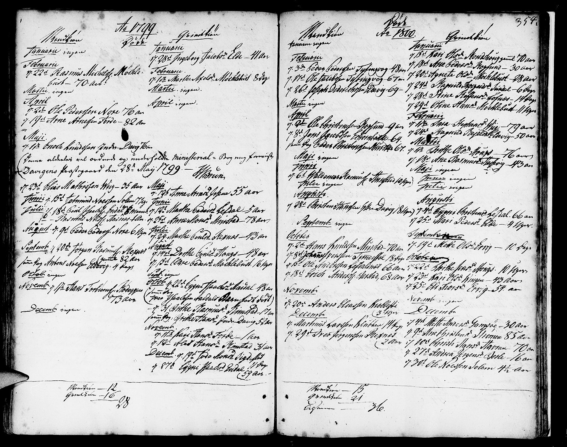 Davik sokneprestembete, AV/SAB-A-79701/H/Haa/Haaa/L0002: Parish register (official) no. A 2, 1742-1816, p. 354