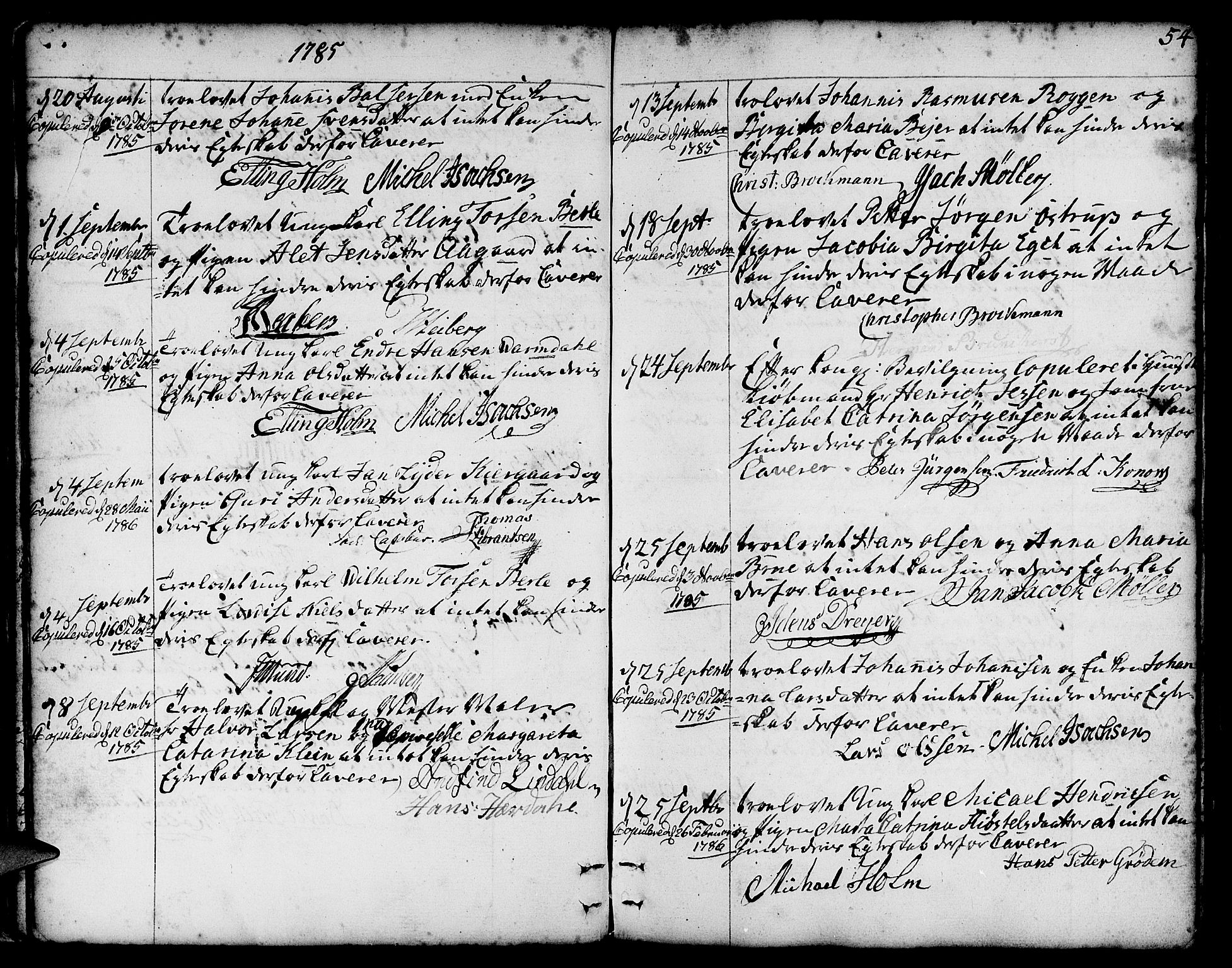 Nykirken Sokneprestembete, SAB/A-77101/H/Haa/L0008: Parish register (official) no. A 8, 1776-1814, p. 54