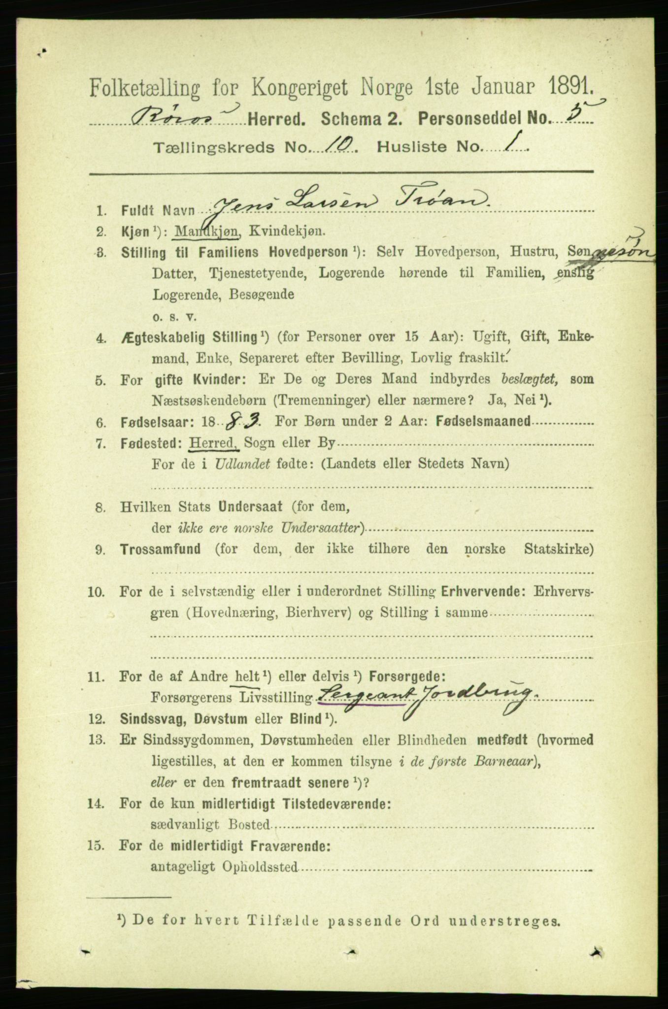 RA, 1891 census for 1640 Røros, 1891, p. 2022