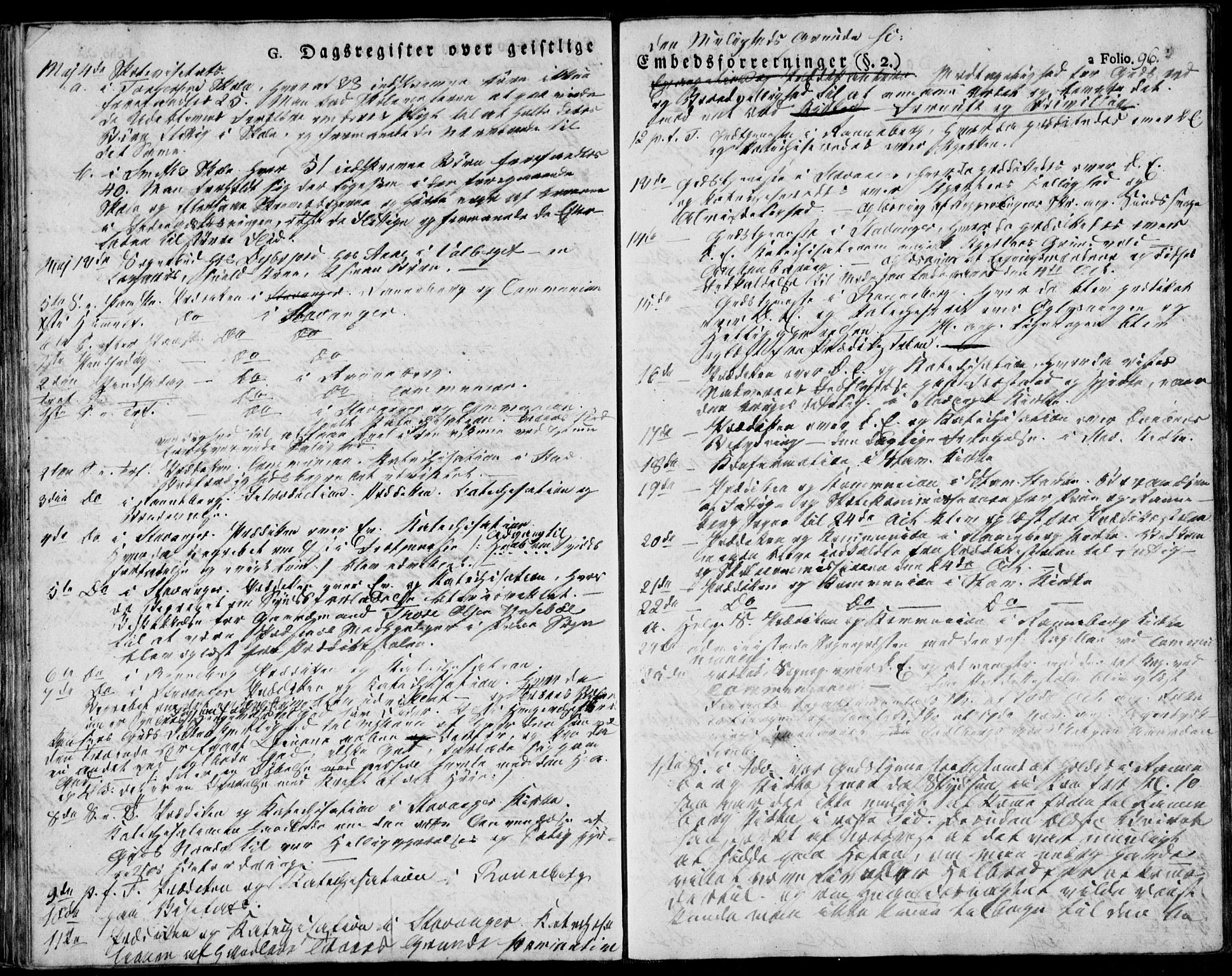 Domkirken sokneprestkontor, AV/SAST-A-101812/001/30/30BA/L0010: Parish register (official) no. A 10, 1821-1859, p. 96