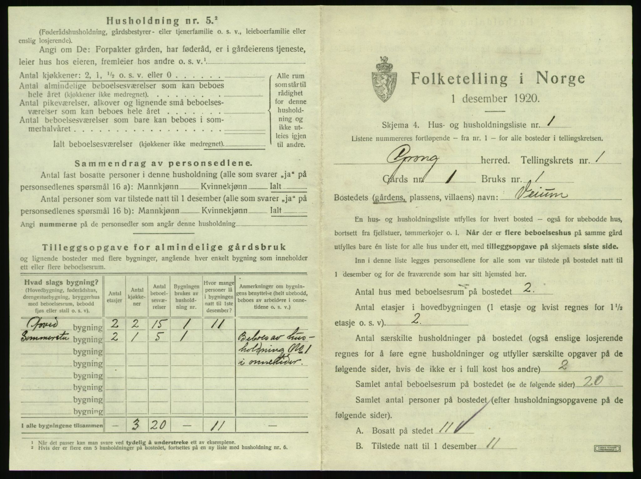 SAT, 1920 census for Grong, 1920, p. 49