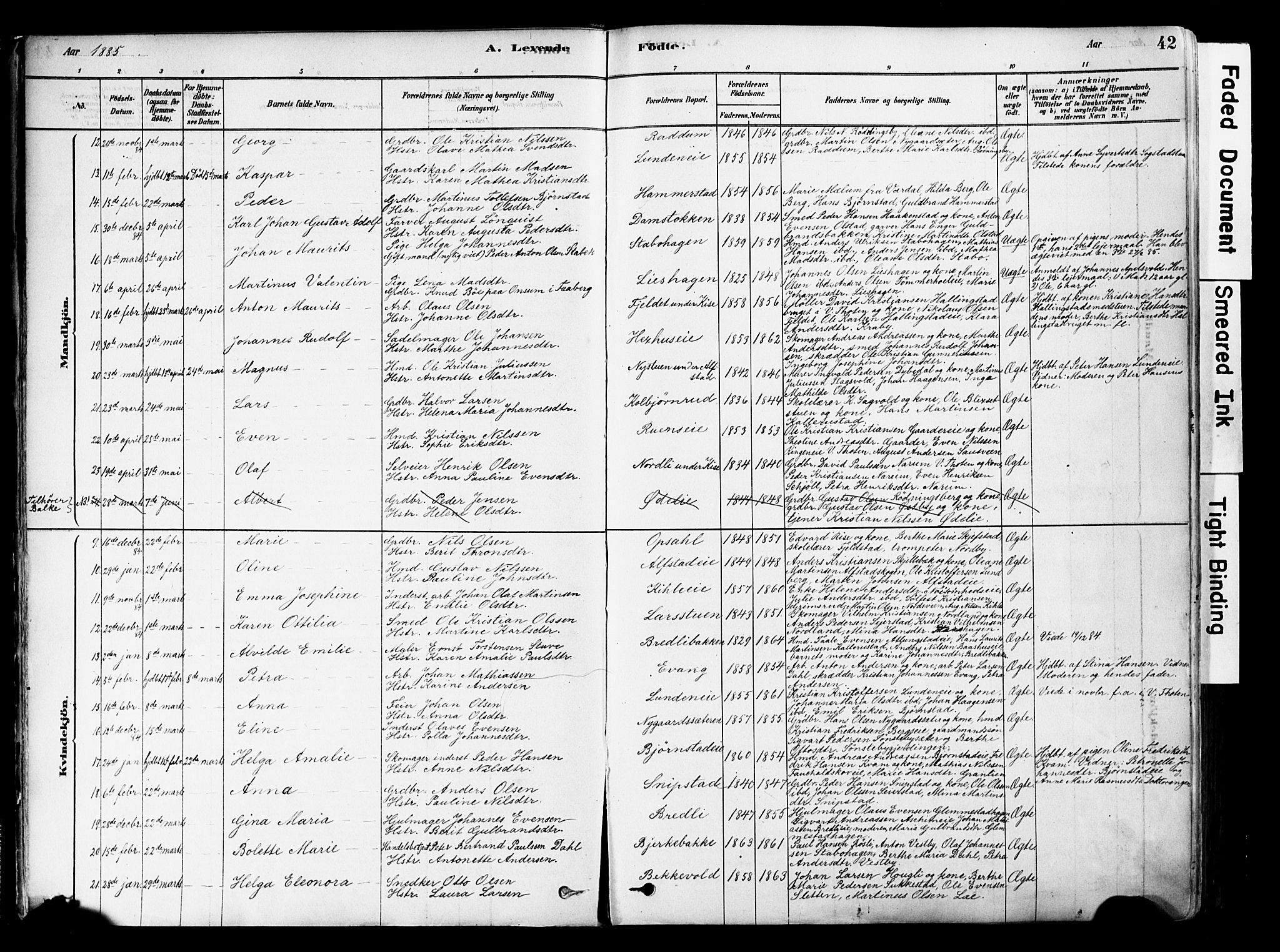Østre Toten prestekontor, AV/SAH-PREST-104/H/Ha/Haa/L0006: Parish register (official) no. 6 /1, 1878-1896, p. 42