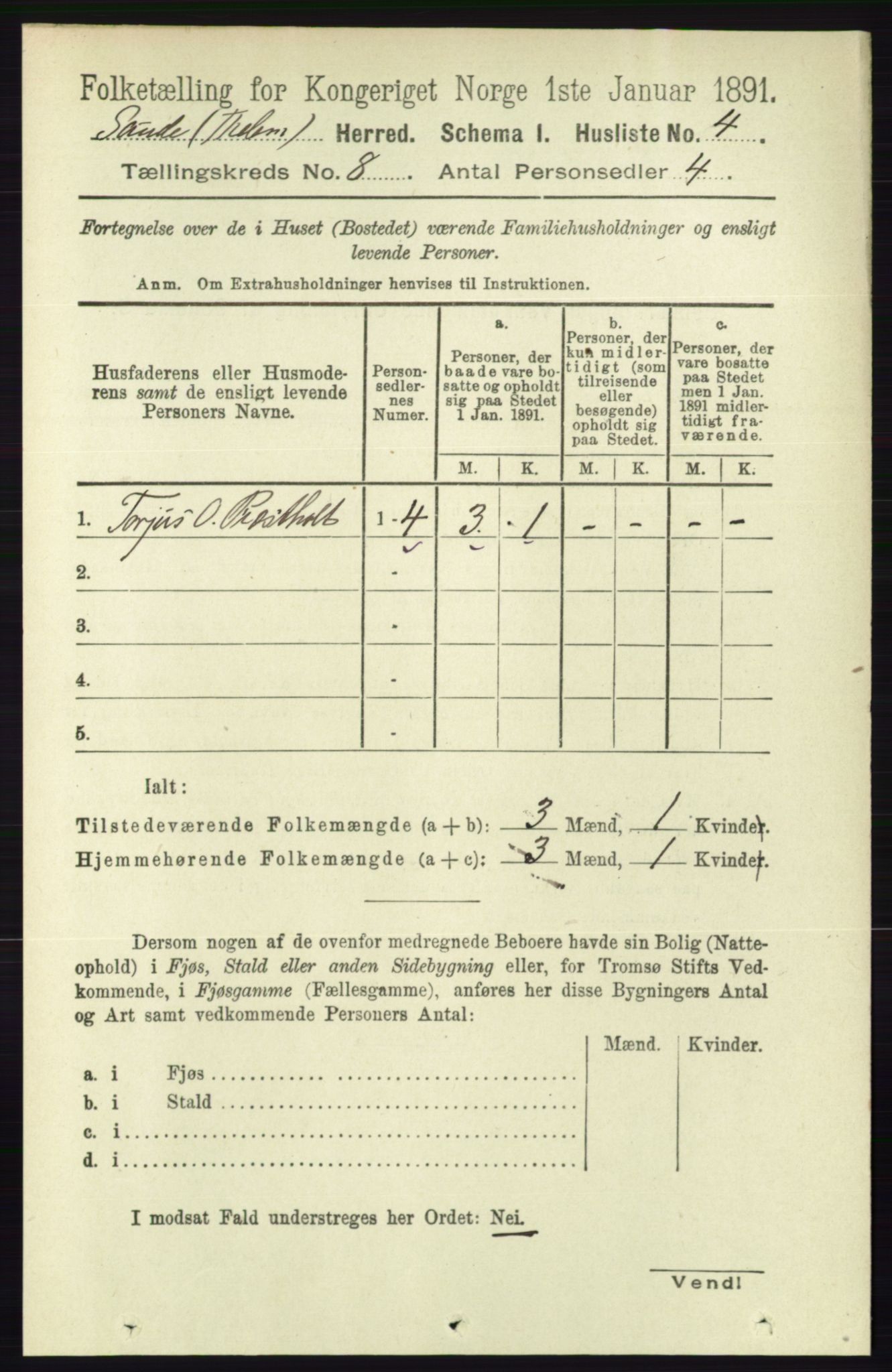 RA, 1891 census for 0822 Sauherad, 1891, p. 2255