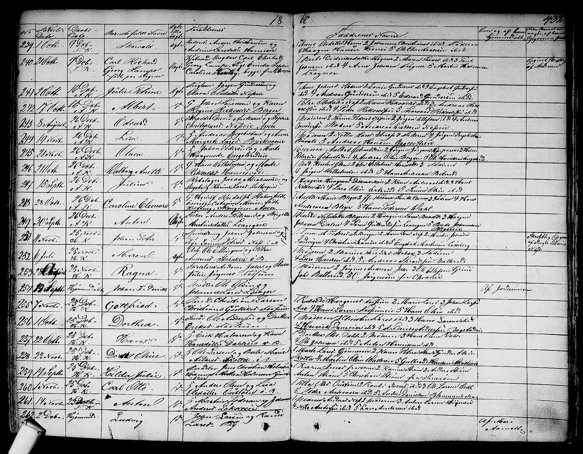 Asker prestekontor Kirkebøker, SAO/A-10256a/F/Fa/L0007: Parish register (official) no. I 7, 1825-1864, p. 432