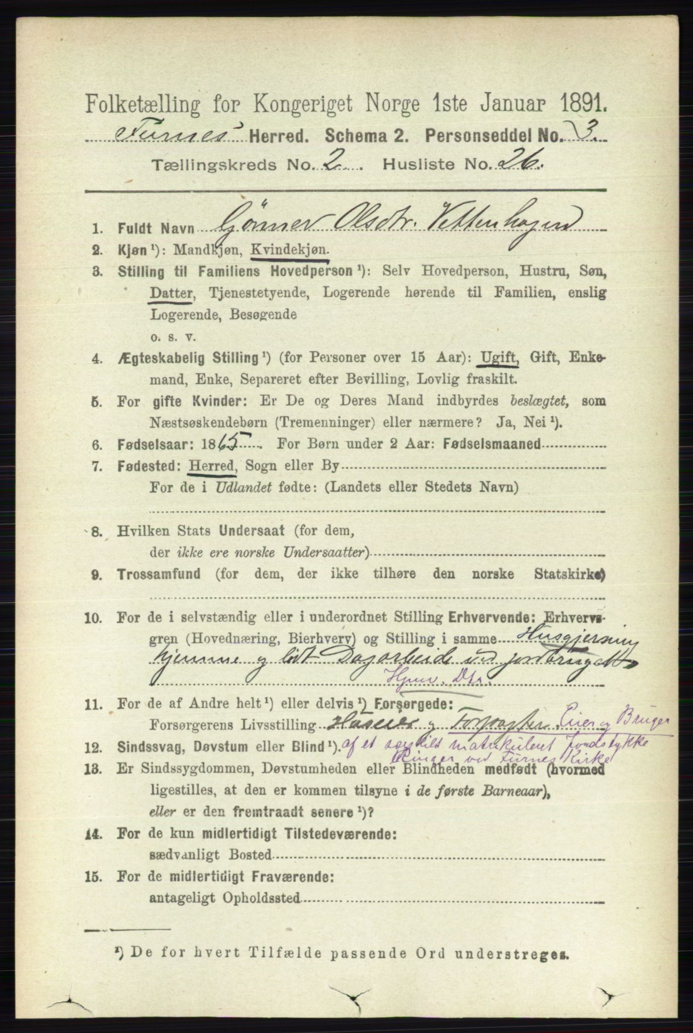 RA, Census 1891 for 0413 Furnes herred, 1891, p. 972