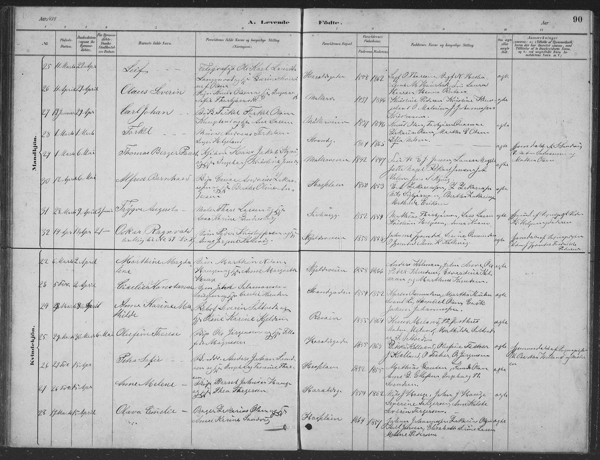 Haugesund sokneprestkontor, AV/SAST-A -101863/H/Ha/Hab/L0002: Parish register (copy) no. B 2, 1881-1894, p. 90