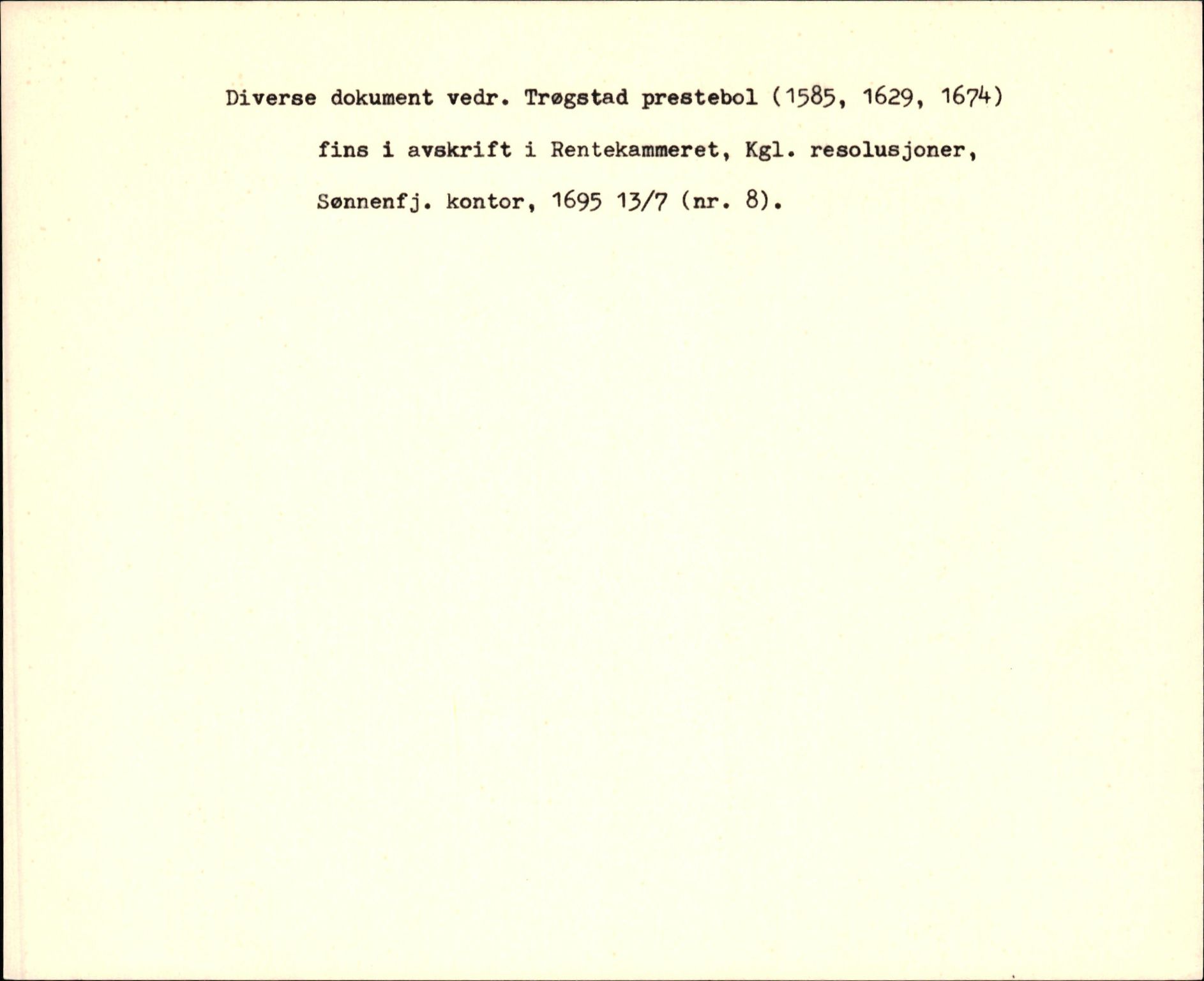 Riksarkivets diplomsamling, AV/RA-EA-5965/F35/F35k/L0001: Regestsedler: Prestearkiver fra Østfold og Akershus, p. 813