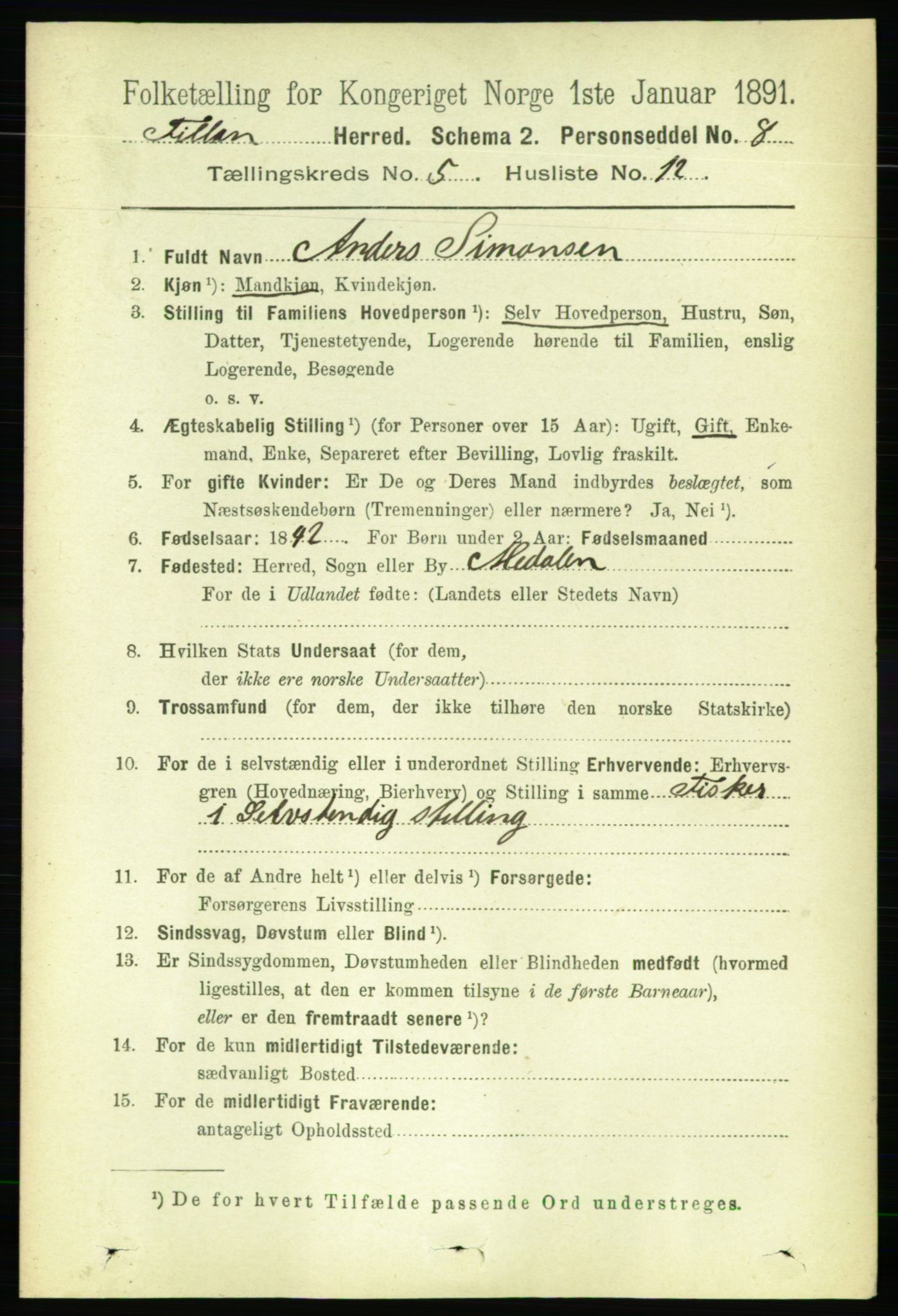 RA, 1891 census for 1616 Fillan, 1891, p. 1060