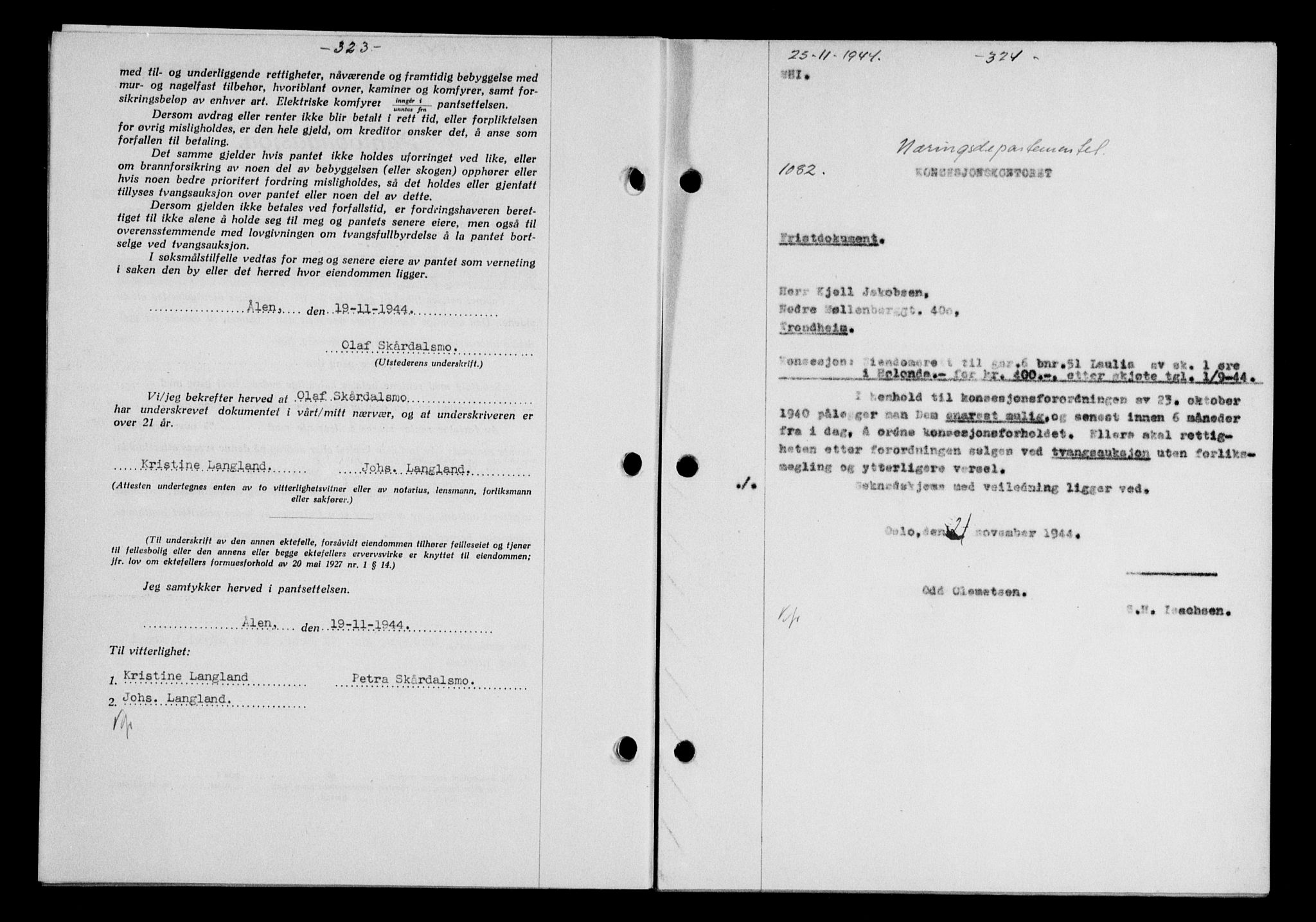 Gauldal sorenskriveri, SAT/A-0014/1/2/2C/L0058: Mortgage book no. 63, 1944-1945, Diary no: : 1082/1944