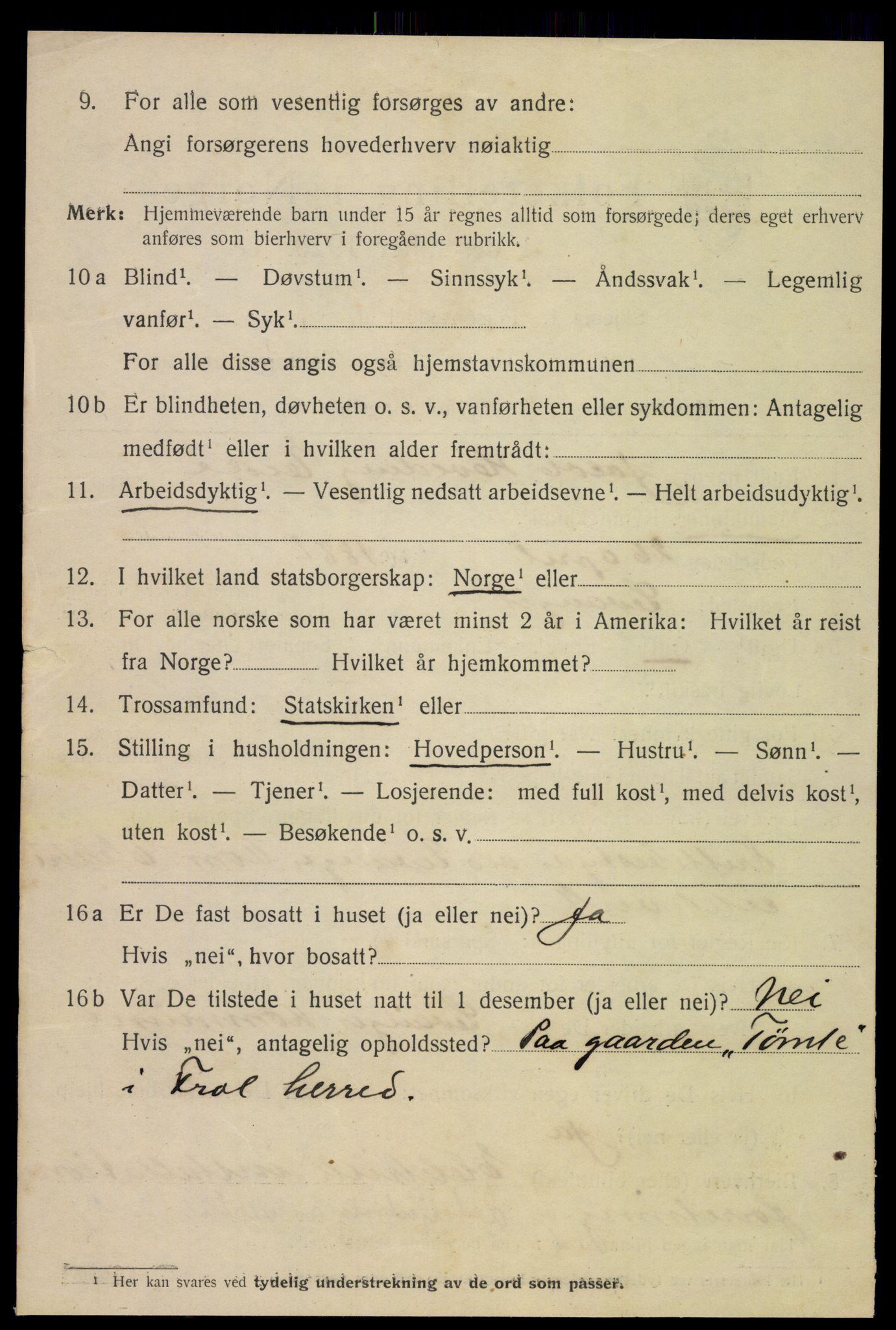 SAT, 1920 census for Levanger town, 1920, p. 1281