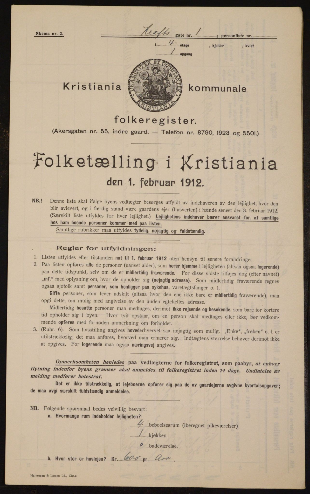 OBA, Municipal Census 1912 for Kristiania, 1912, p. 54164