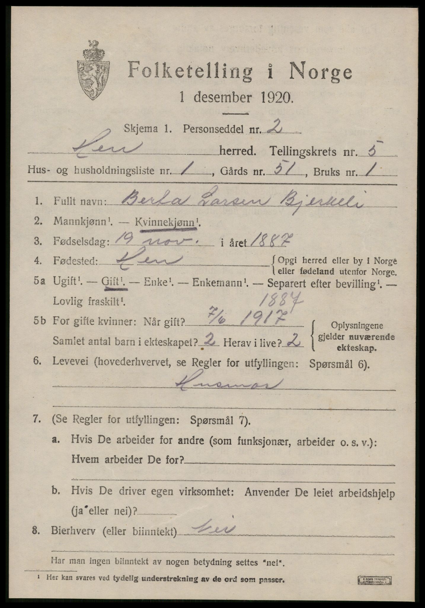 SAT, 1920 census for Hen, 1920, p. 2326