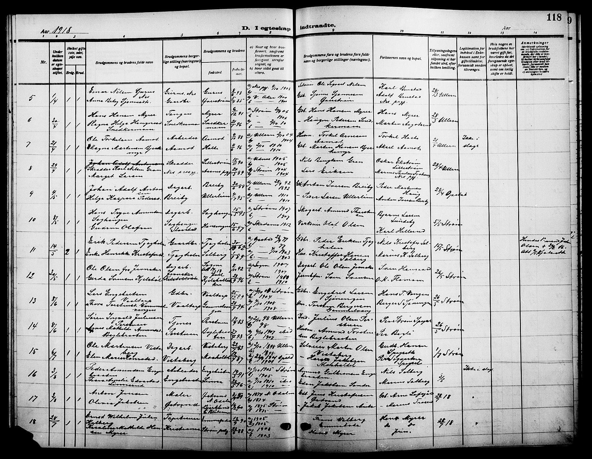 Sør-Odal prestekontor, AV/SAH-PREST-030/H/Ha/Hab/L0008: Parish register (copy) no. 8, 1913-1923, p. 118