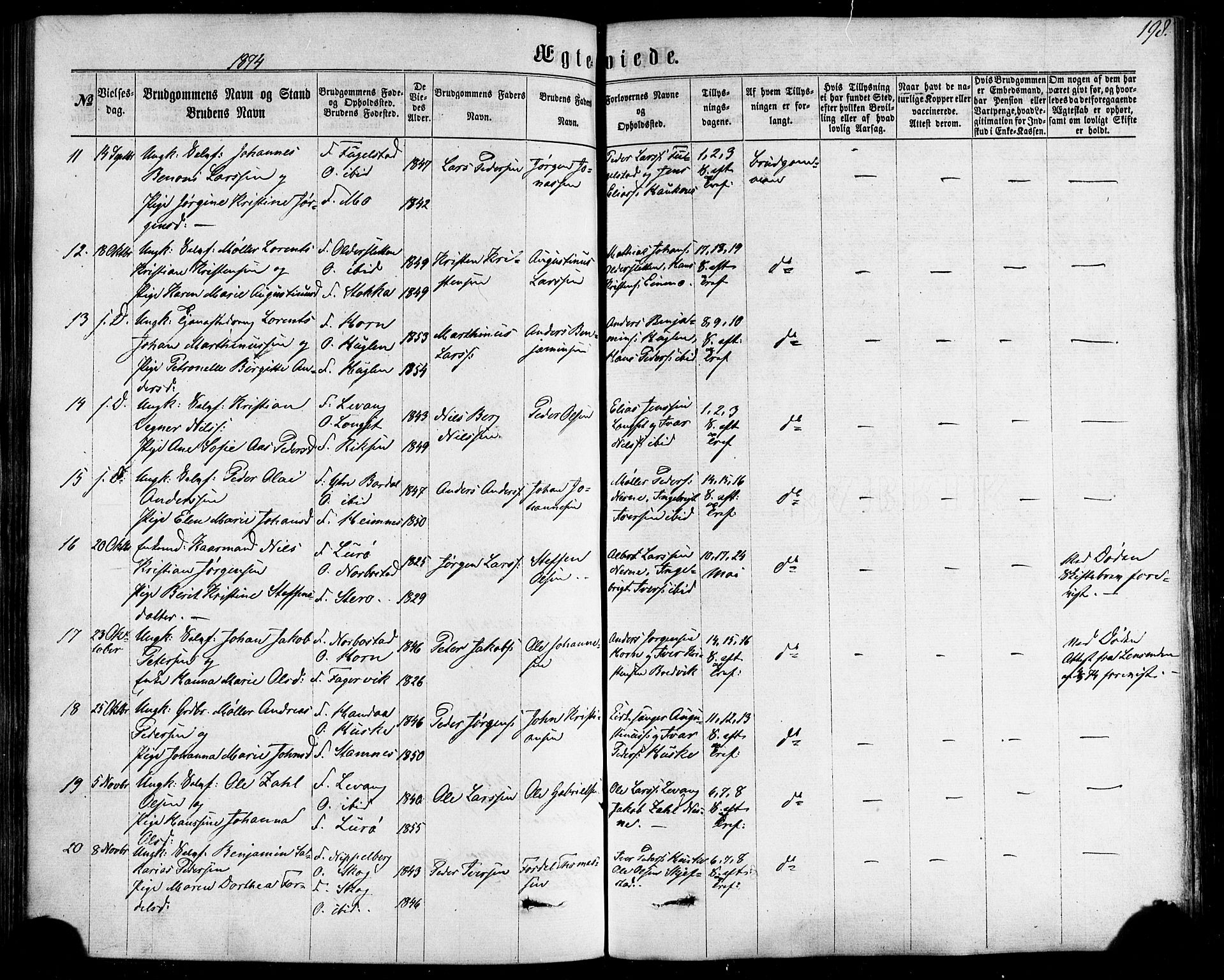 Ministerialprotokoller, klokkerbøker og fødselsregistre - Nordland, AV/SAT-A-1459/838/L0551: Parish register (official) no. 838A09, 1864-1880, p. 198