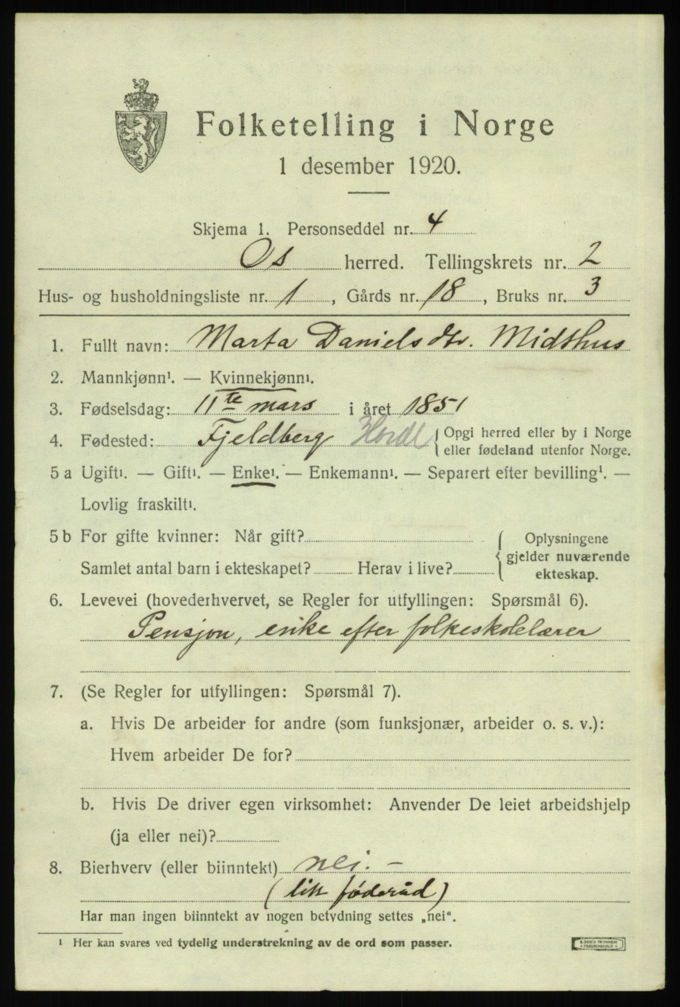 SAB, 1920 census for Os, 1920, p. 1770