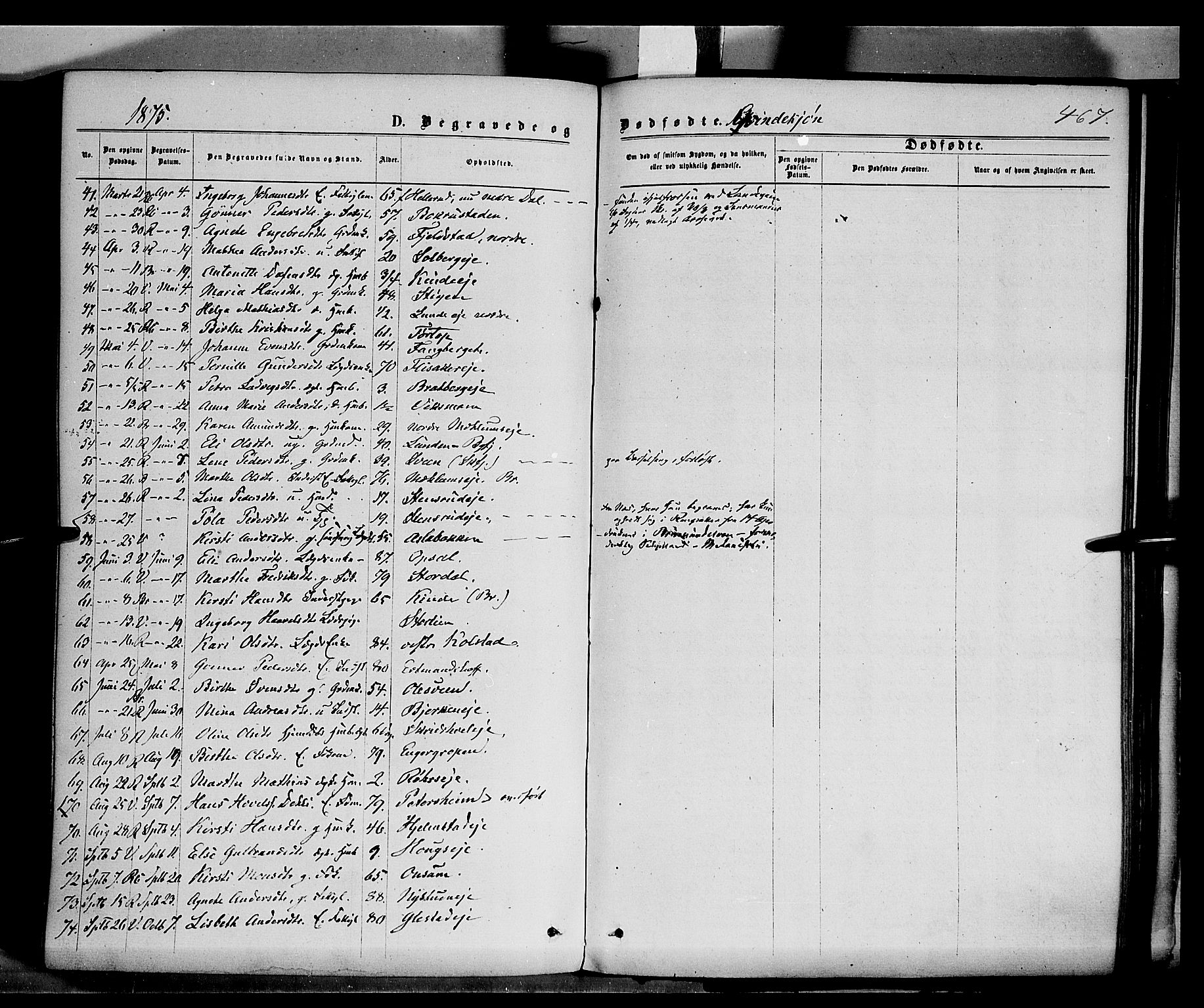 Ringsaker prestekontor, AV/SAH-PREST-014/K/Ka/L0011: Parish register (official) no. 11, 1870-1878, p. 467