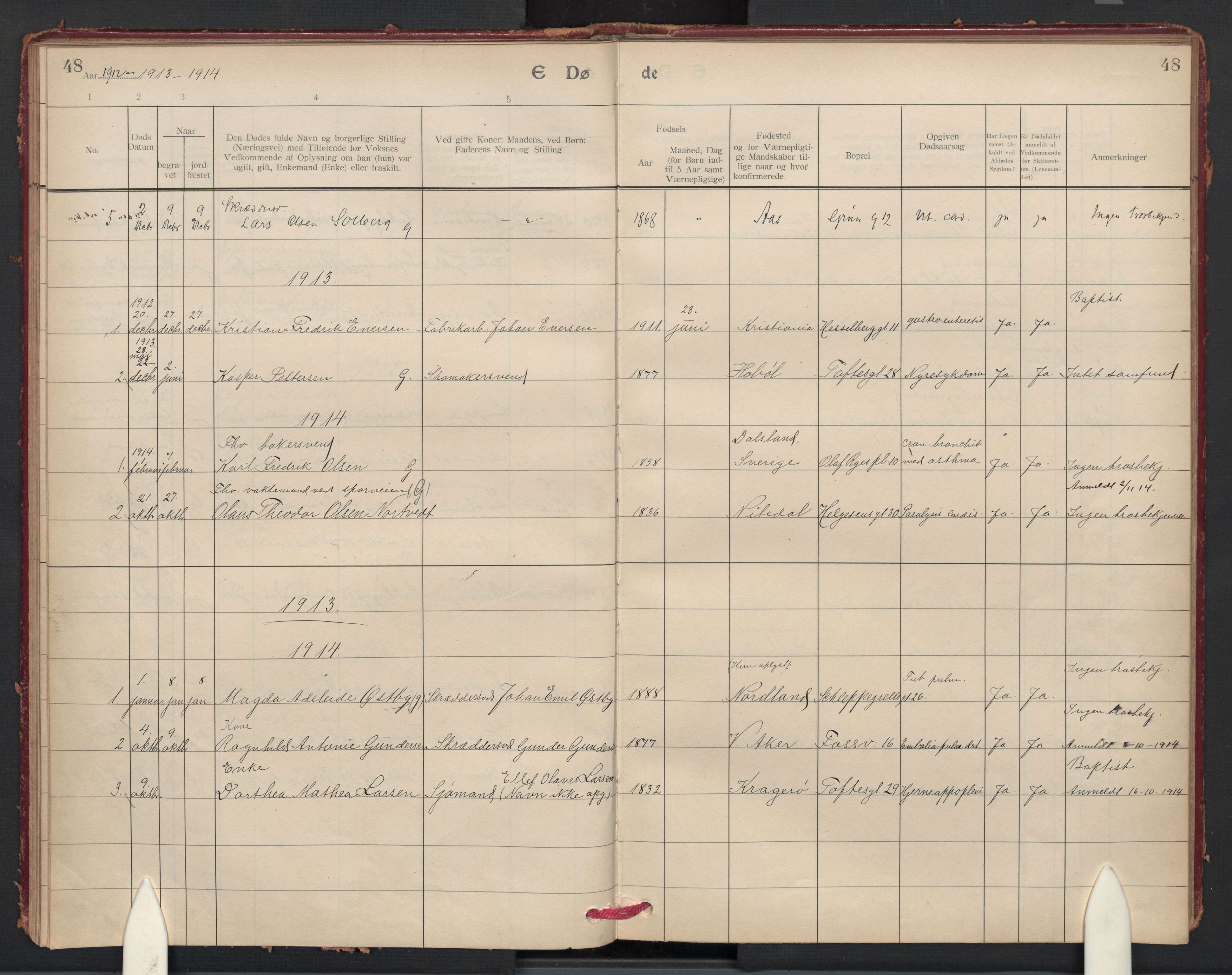Paulus prestekontor Kirkebøker, AV/SAO-A-10871/F/Fa/L0020: Parish register (official) no. 20, 1906-1934, p. 48