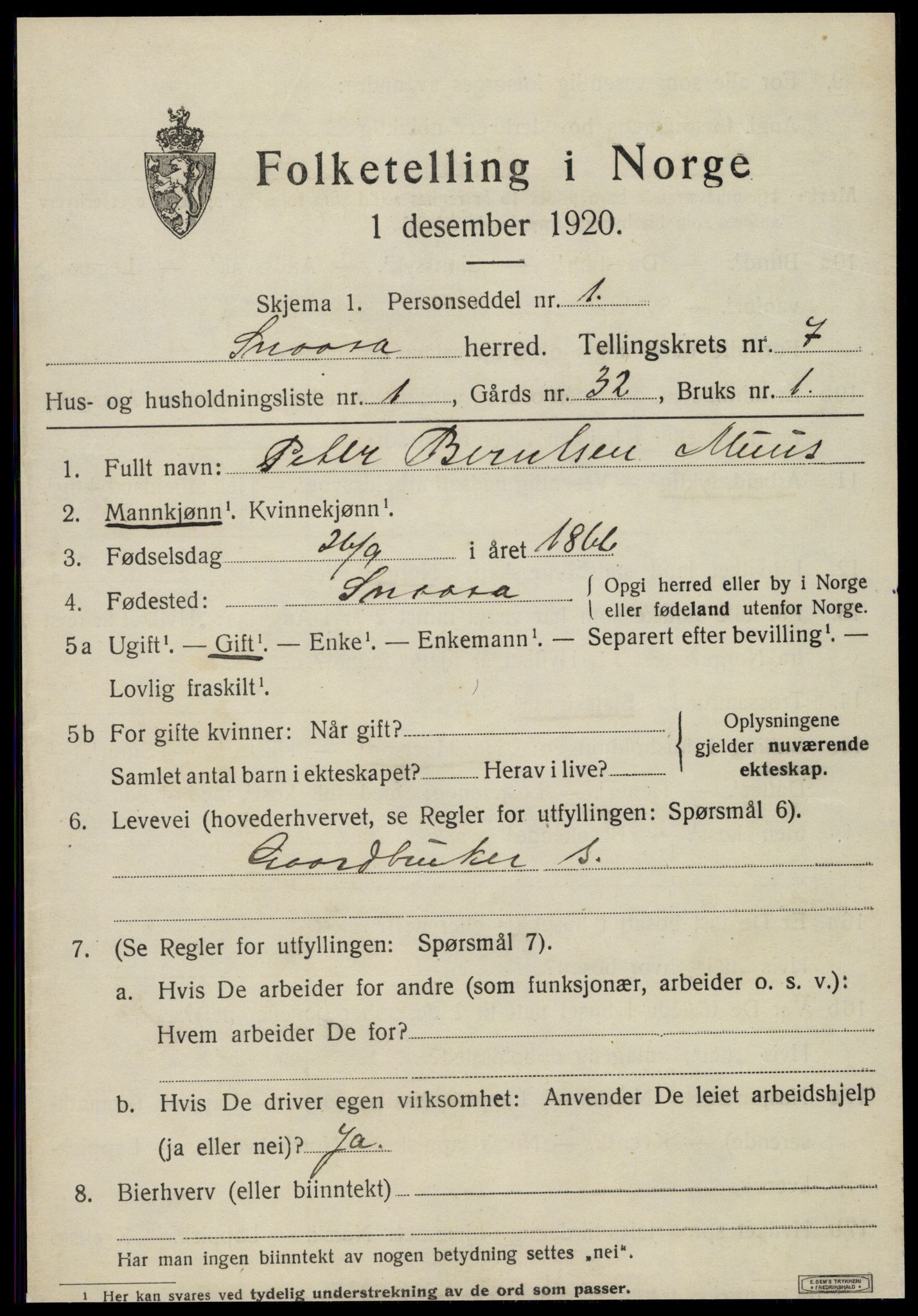 SAT, 1920 census for Snåsa, 1920, p. 2934