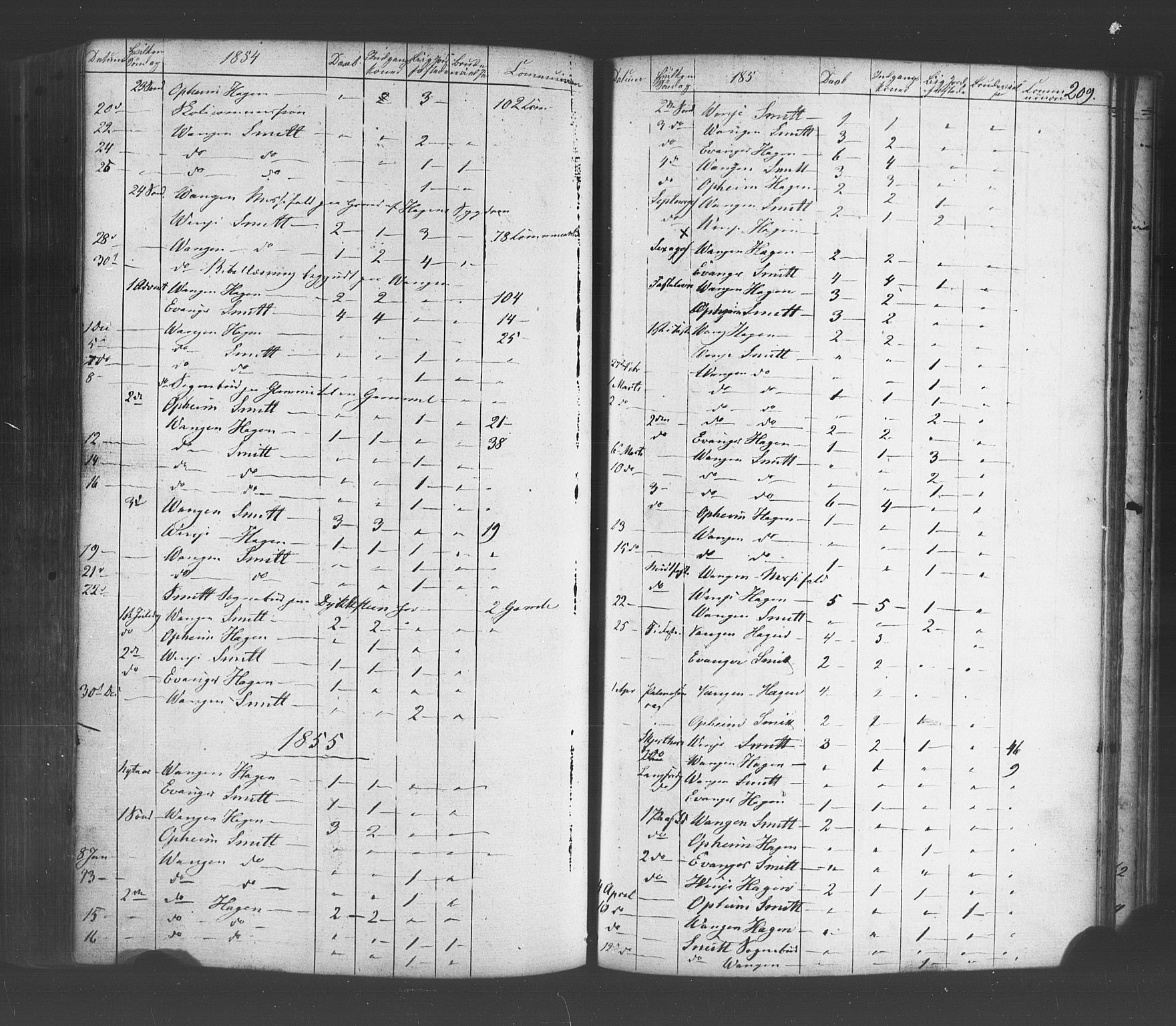 Voss sokneprestembete, SAB/A-79001/H/Haa: Parish register (official) no. A 19, 1851-1886, p. 209