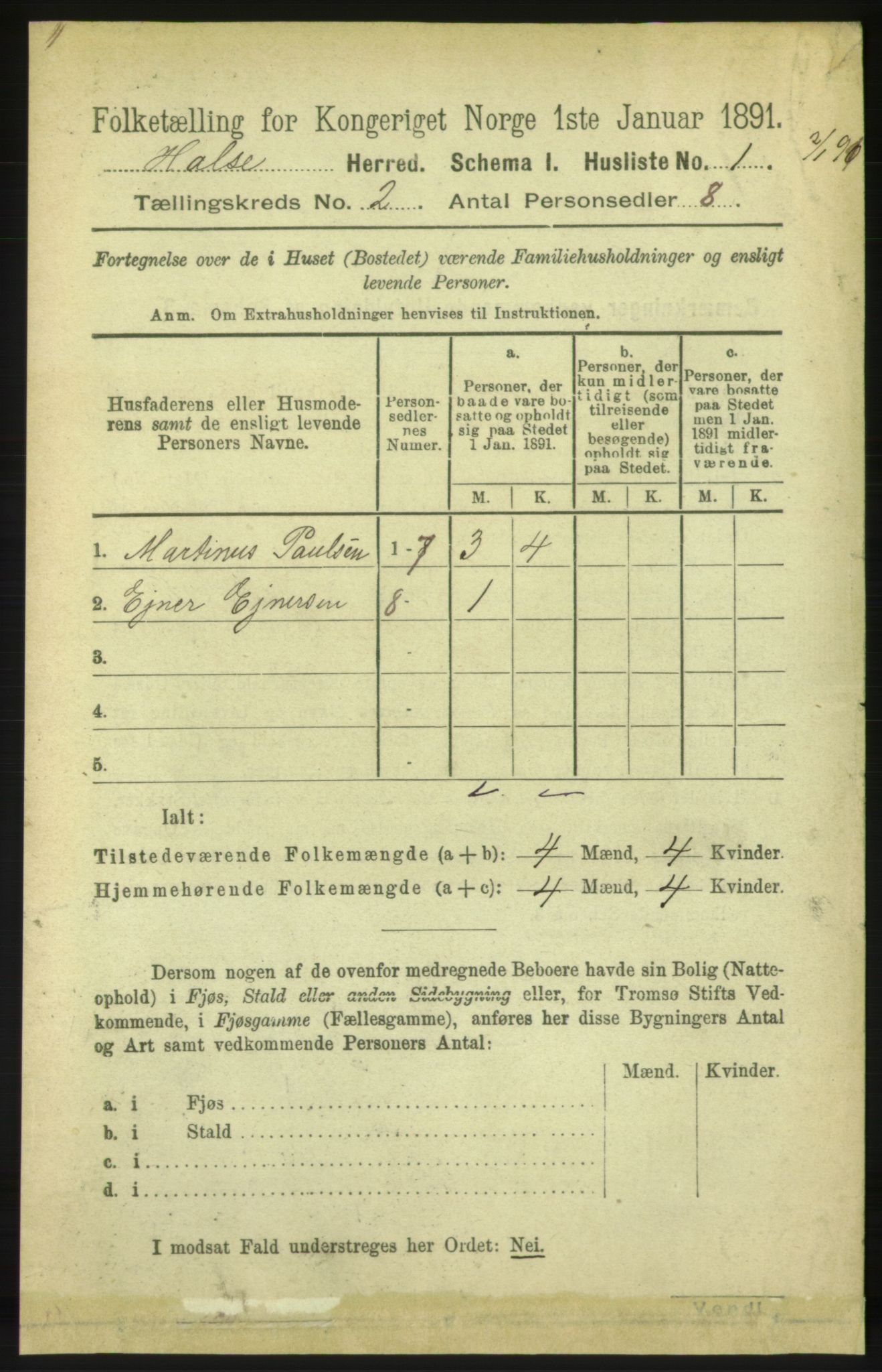 RA, 1891 census for 1571 Halsa, 1891, p. 215