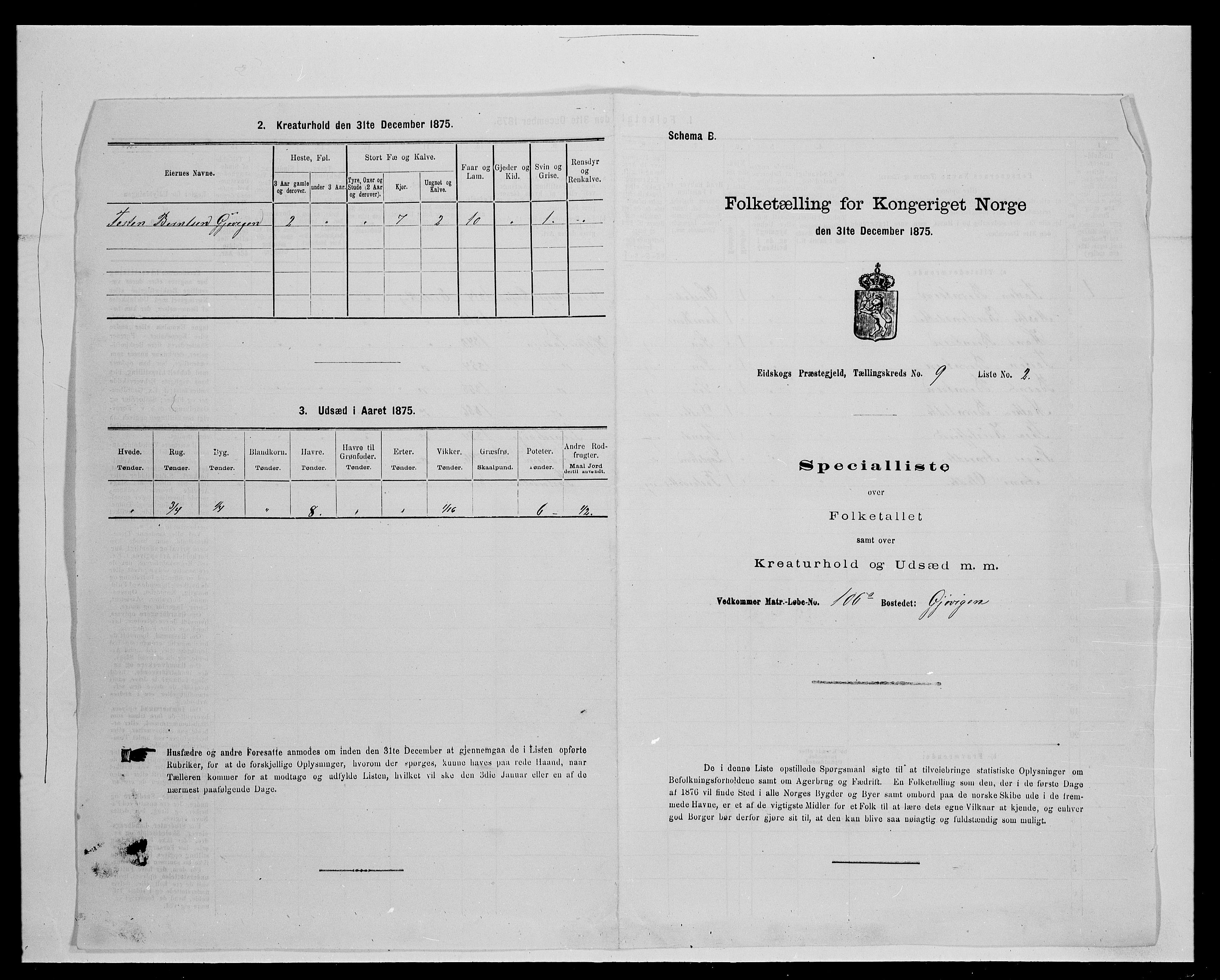 SAH, 1875 census for 0420P Eidskog, 1875, p. 1520