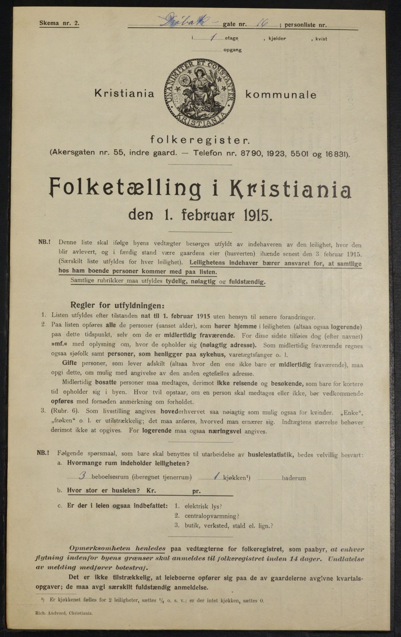 OBA, Municipal Census 1915 for Kristiania, 1915, p. 17433