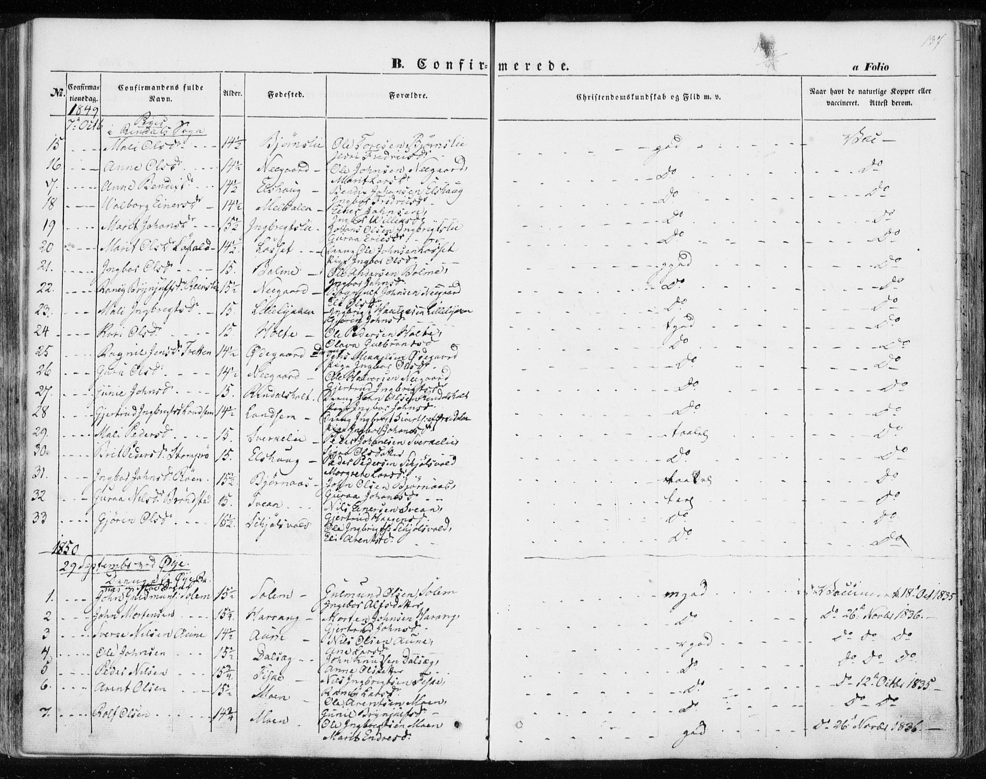 Ministerialprotokoller, klokkerbøker og fødselsregistre - Møre og Romsdal, SAT/A-1454/595/L1043: Parish register (official) no. 595A05, 1843-1851, p. 137